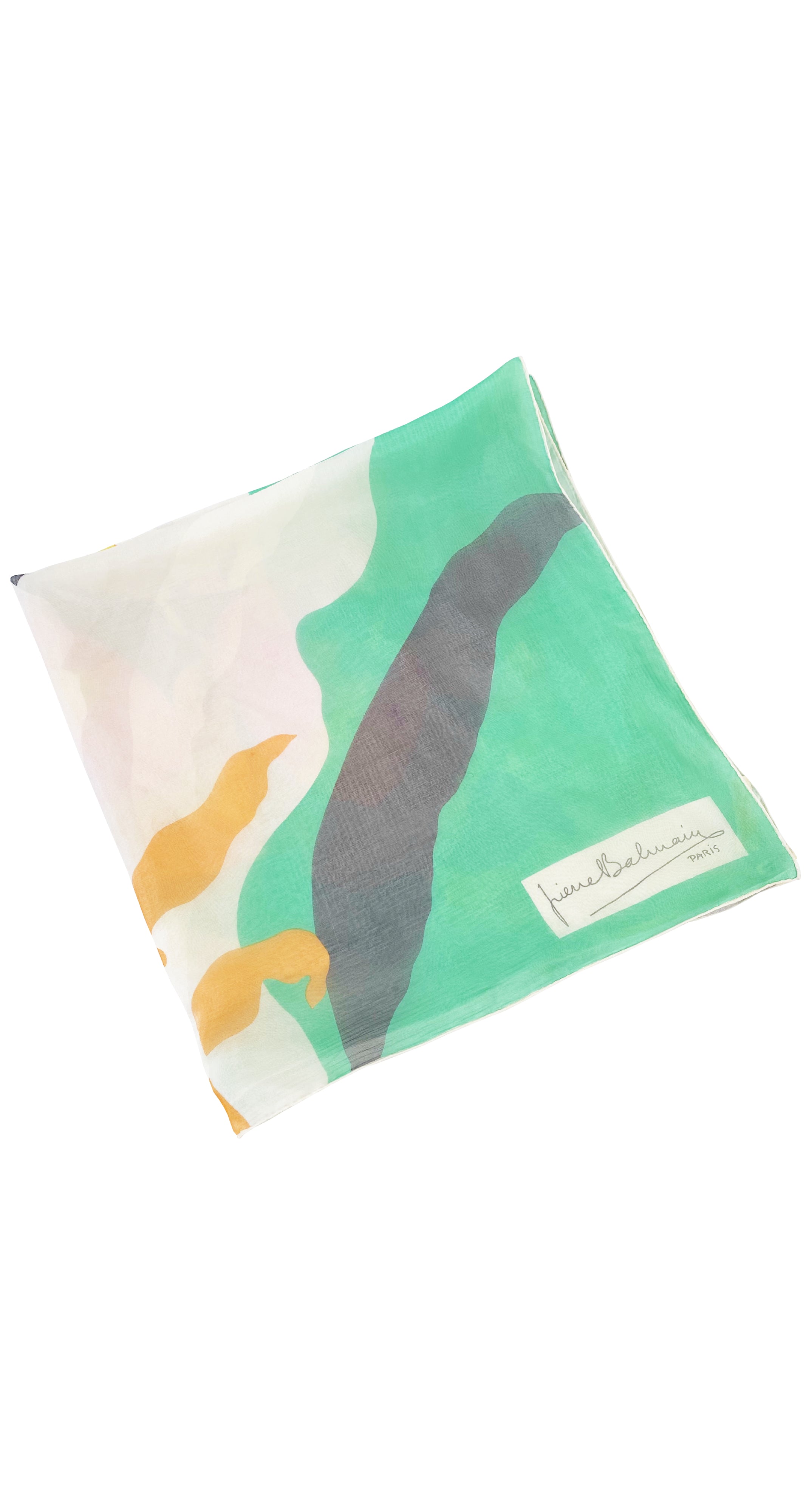 1960s Vibrant Abstract Floral Silk Chiffon Scarf