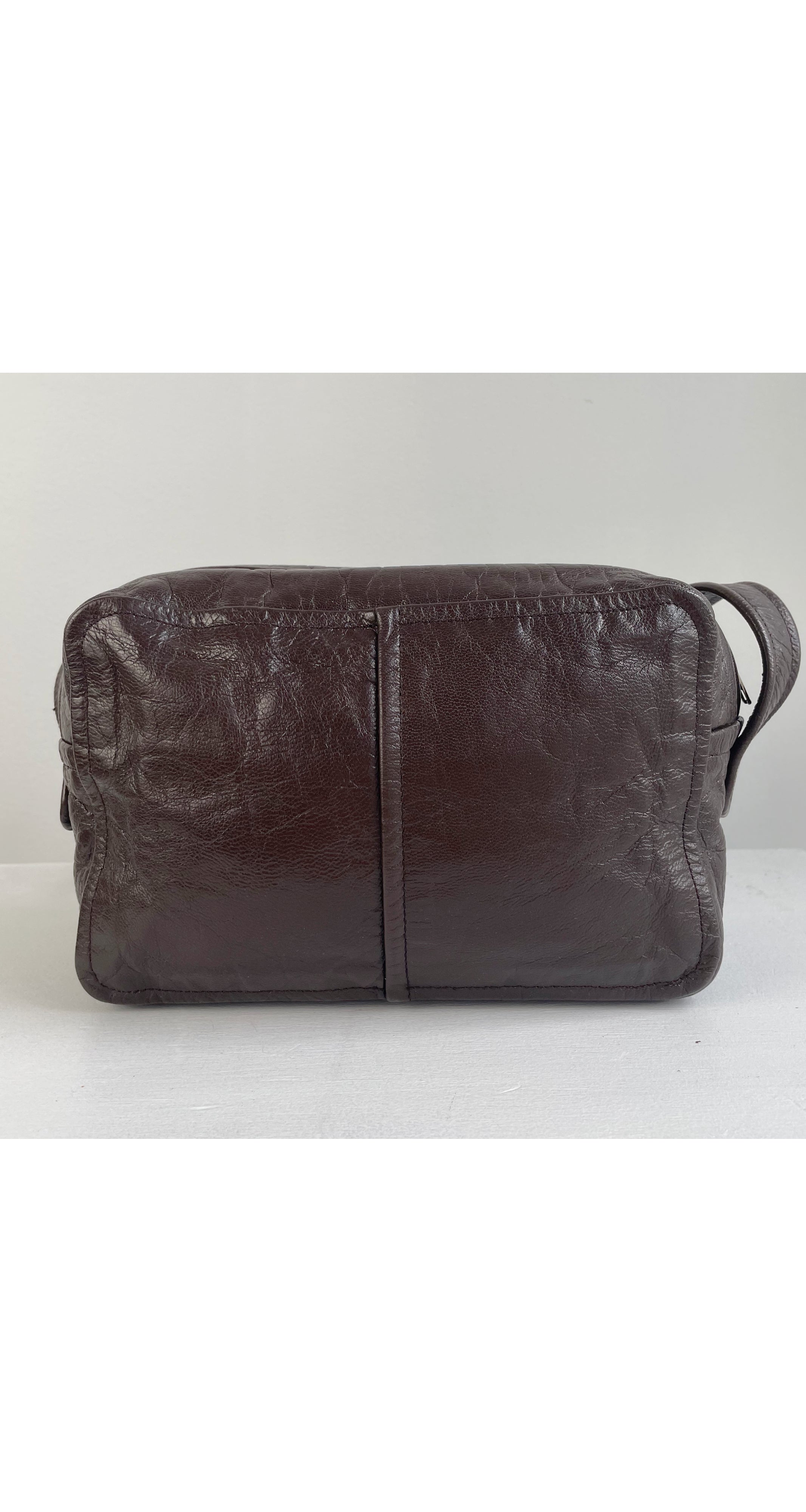 1970s Logo Brown Leather Shoulder Bag