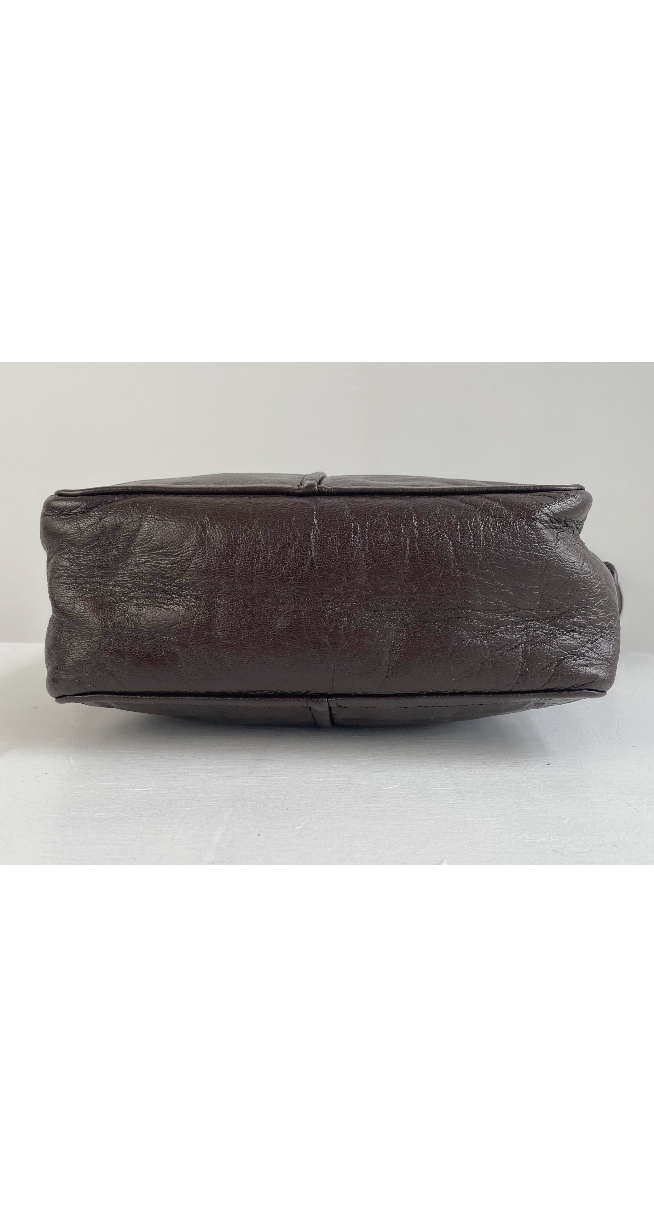1970s Logo Brown Leather Shoulder Bag