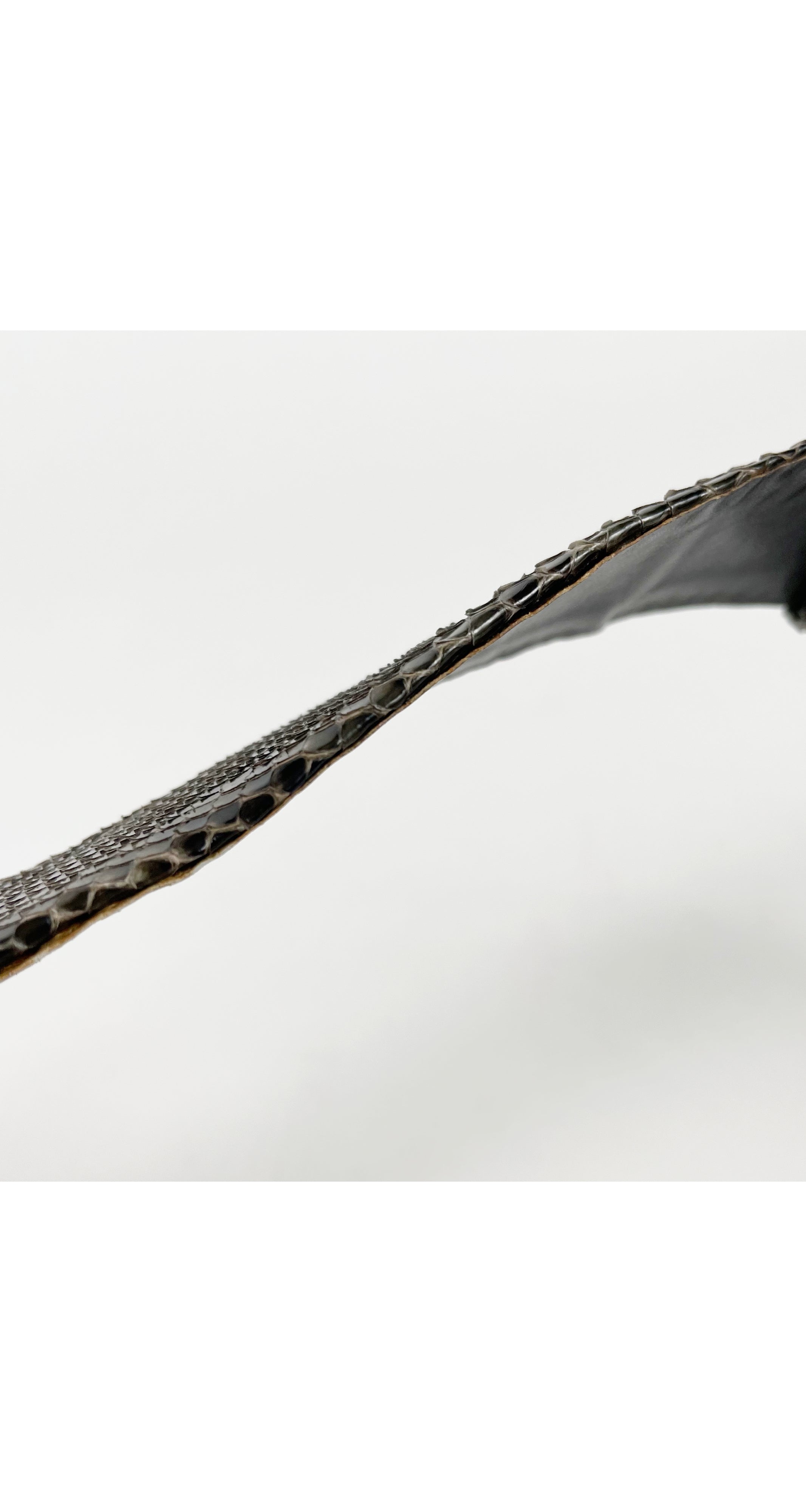 1980s Ornate Gold Buckle Python Skin Belt