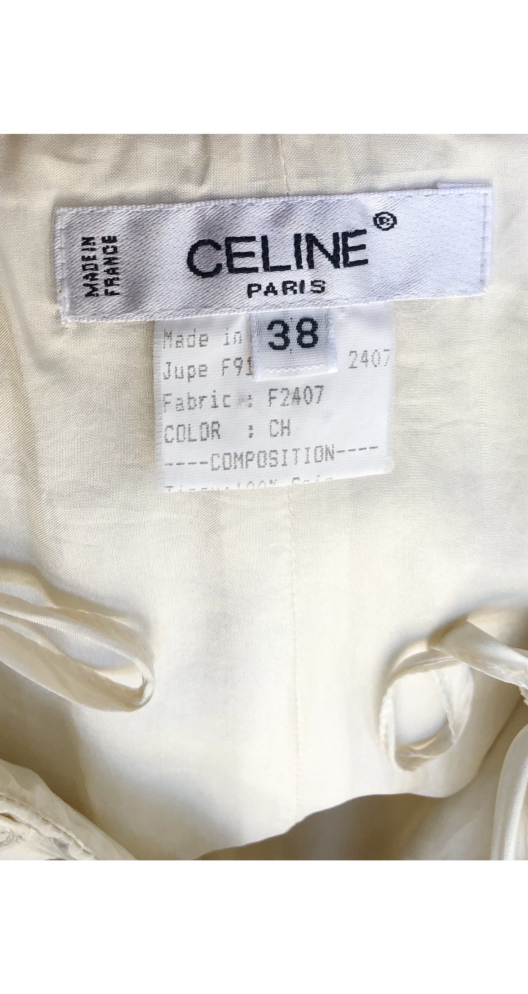 1999 S/S Appliquéd Cream Silk Taffeta Midi Skirt