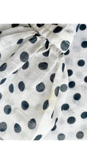 1980s Polka Dot White Cotton Gauze Ruffle Collar Blouse