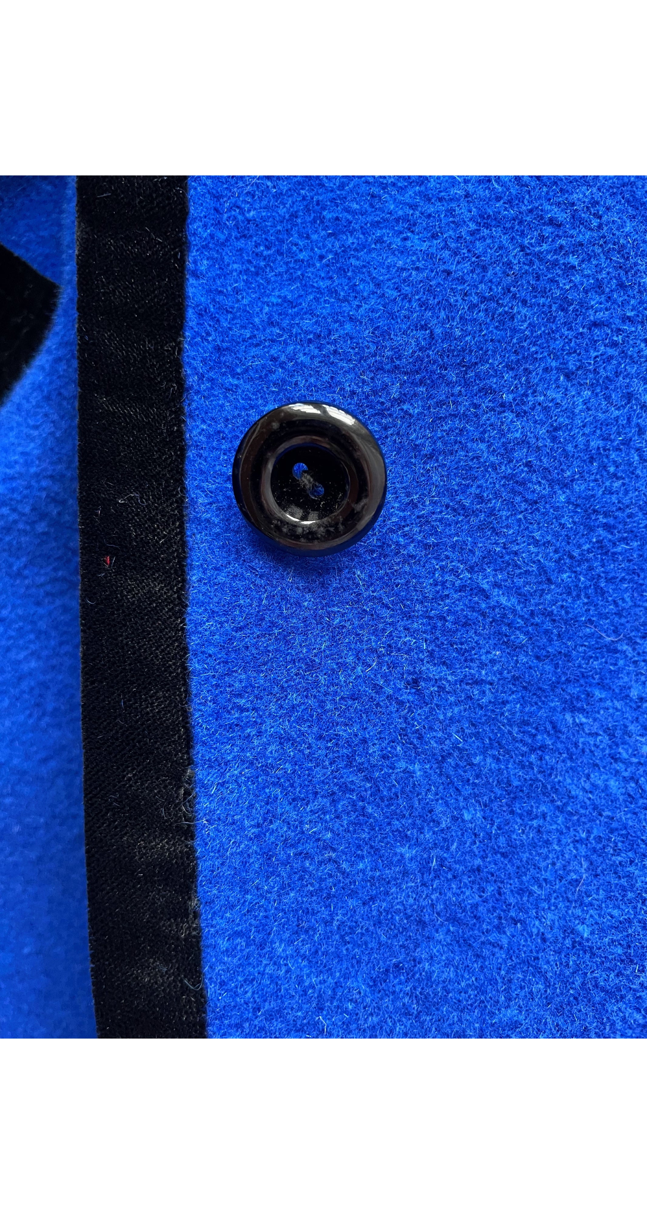 1980s Velvet Trim Indigo Wool Collared Jacket