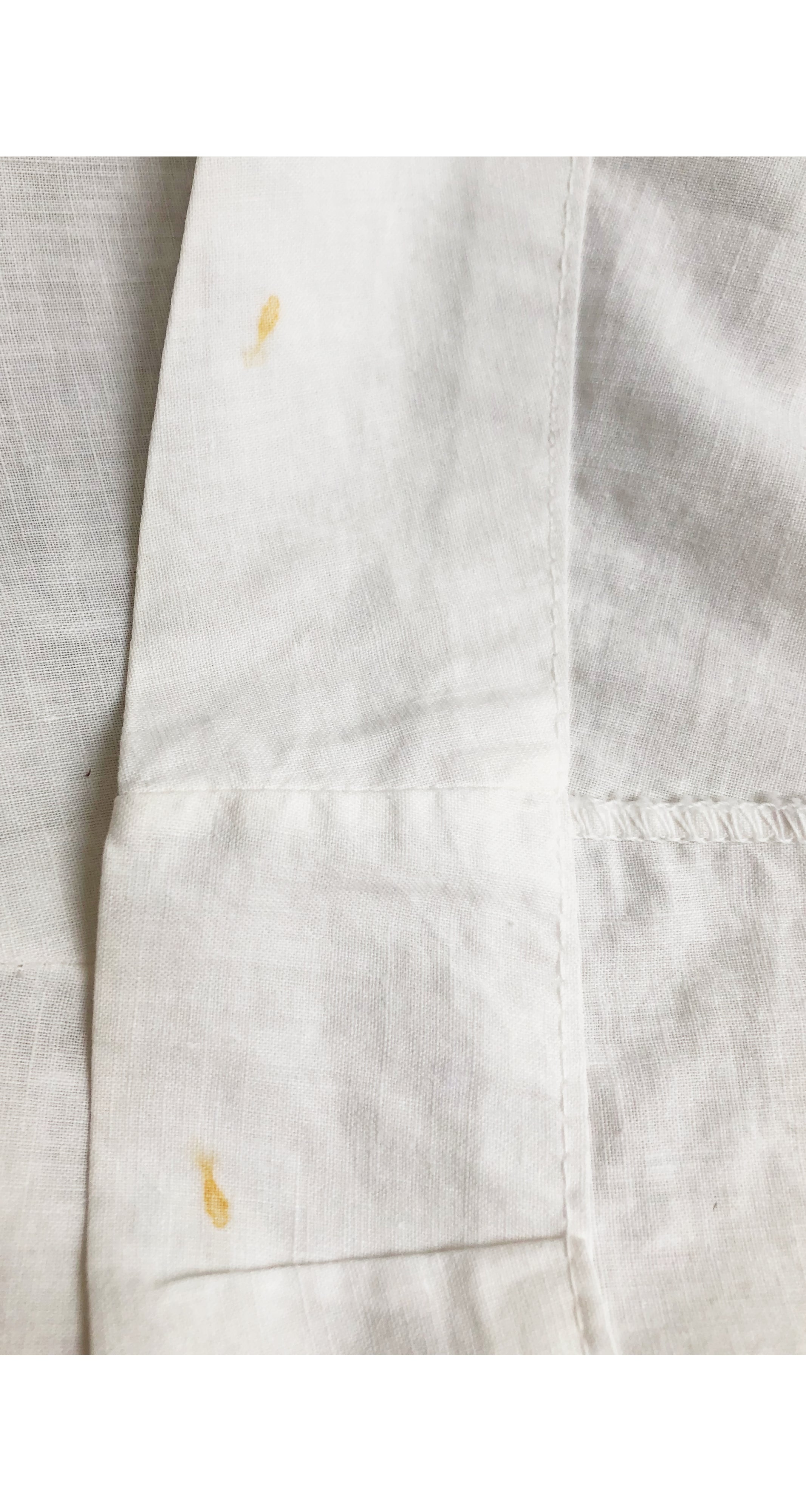 1930s Novelty Hand-Embroidered White Cotton Work Dress