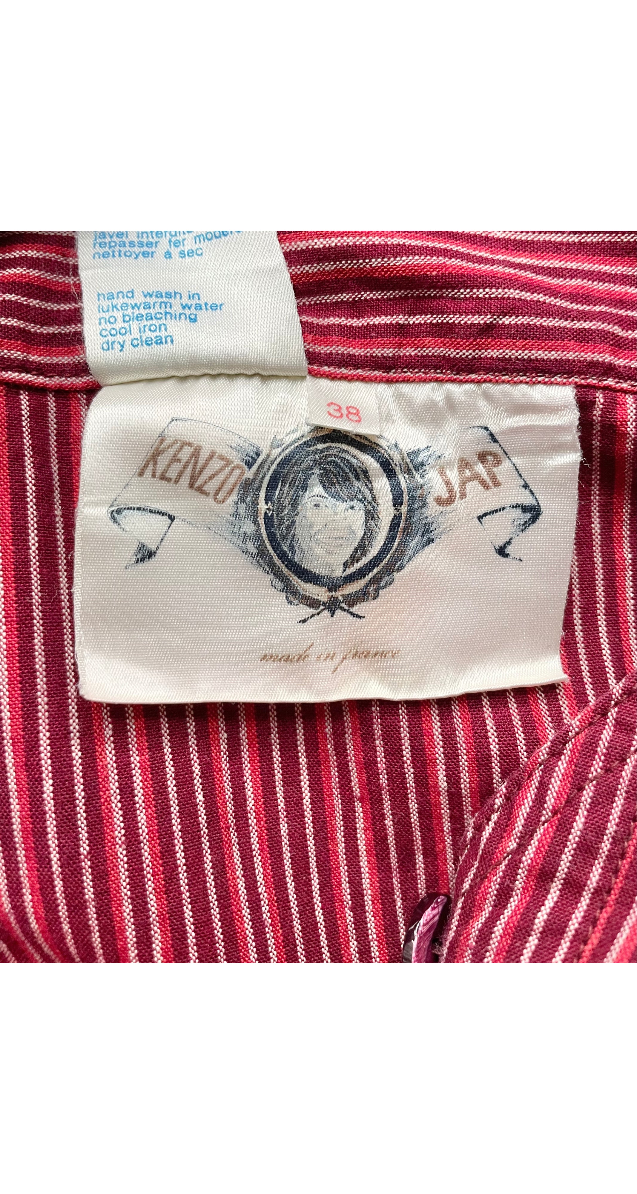 1976 S/S Striped Burgundy Cotton Tunic Dress