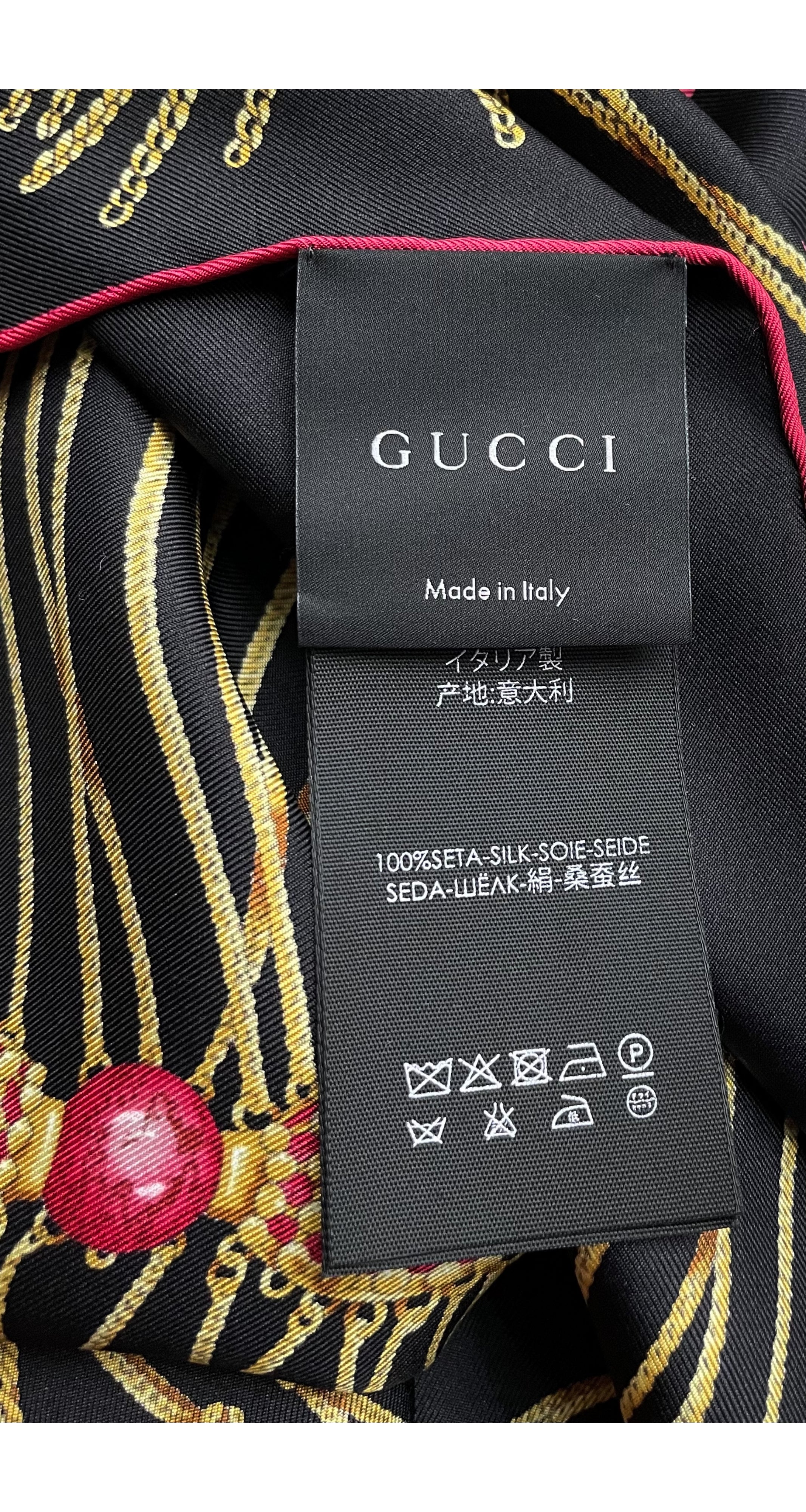 2000s Gold Jewelry Print Black Silk Twill Scarf