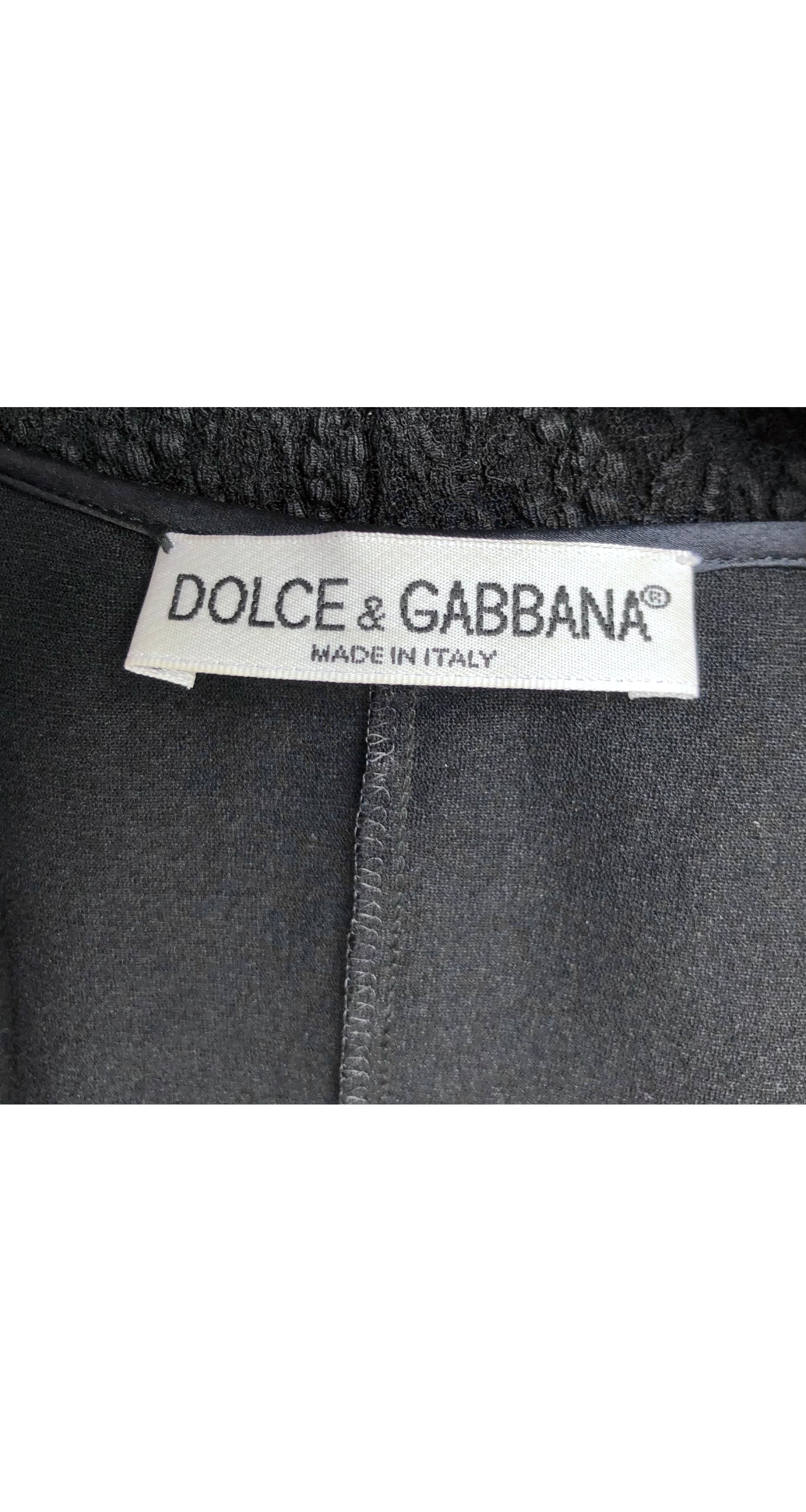 1990s Black Crochet Scoop Neck Long Sleeve Dress