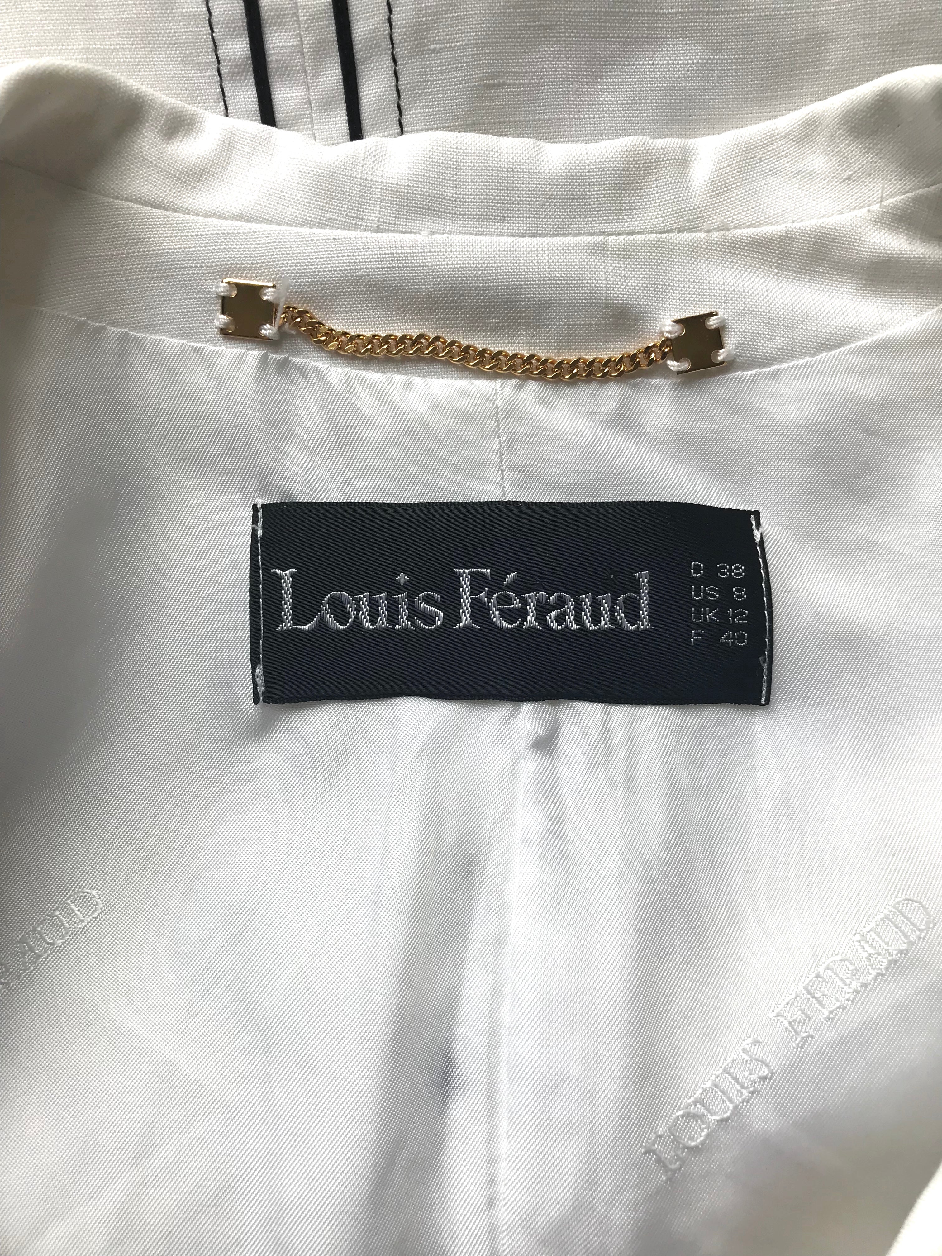 1980s White & Black Geometric Stitching Linen Jacket