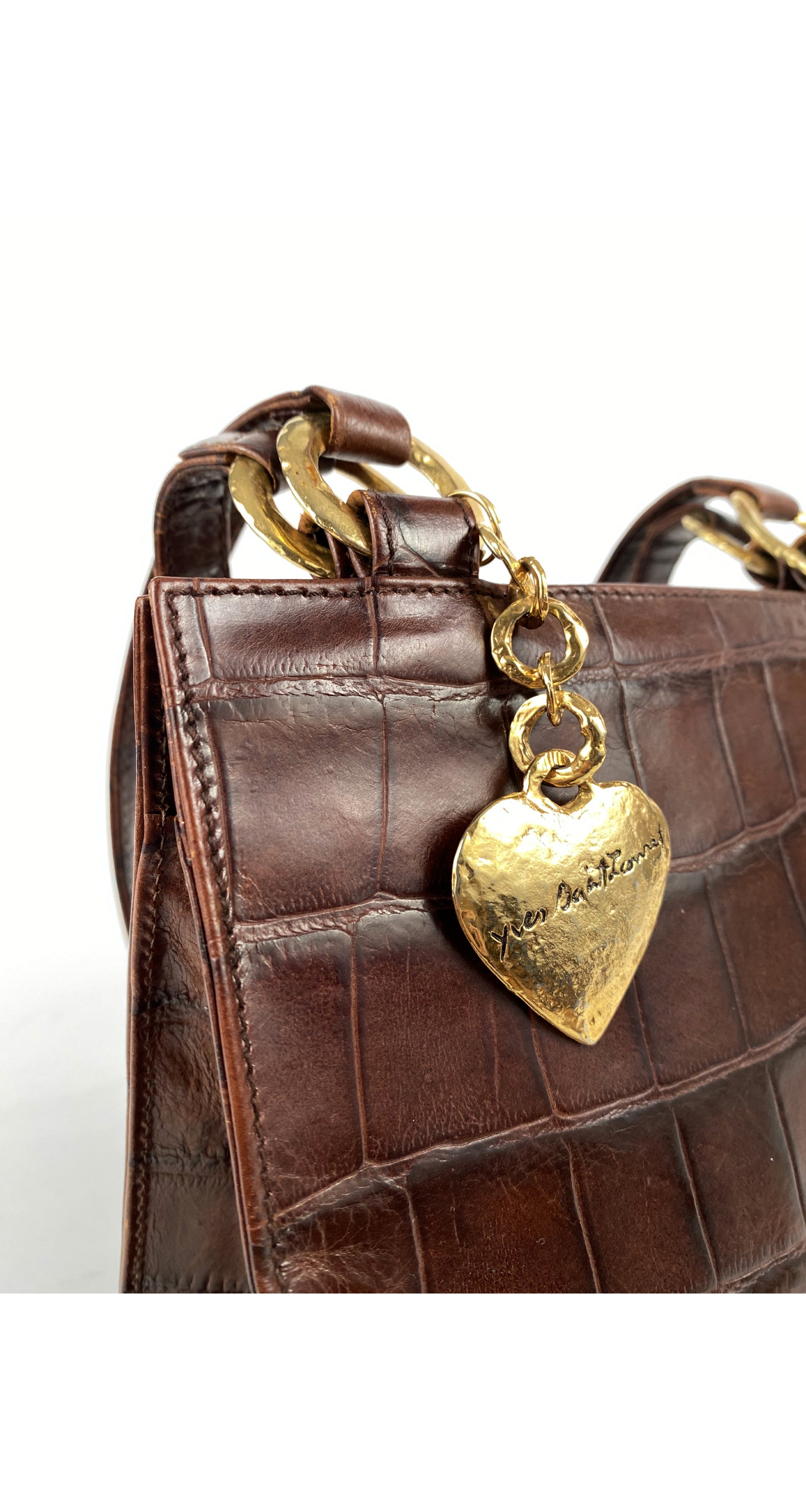 1980s Crocodile Embossed Leather Handbag