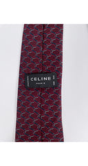 1980s Chain-Link Print Burgundy Silk Men's Tie