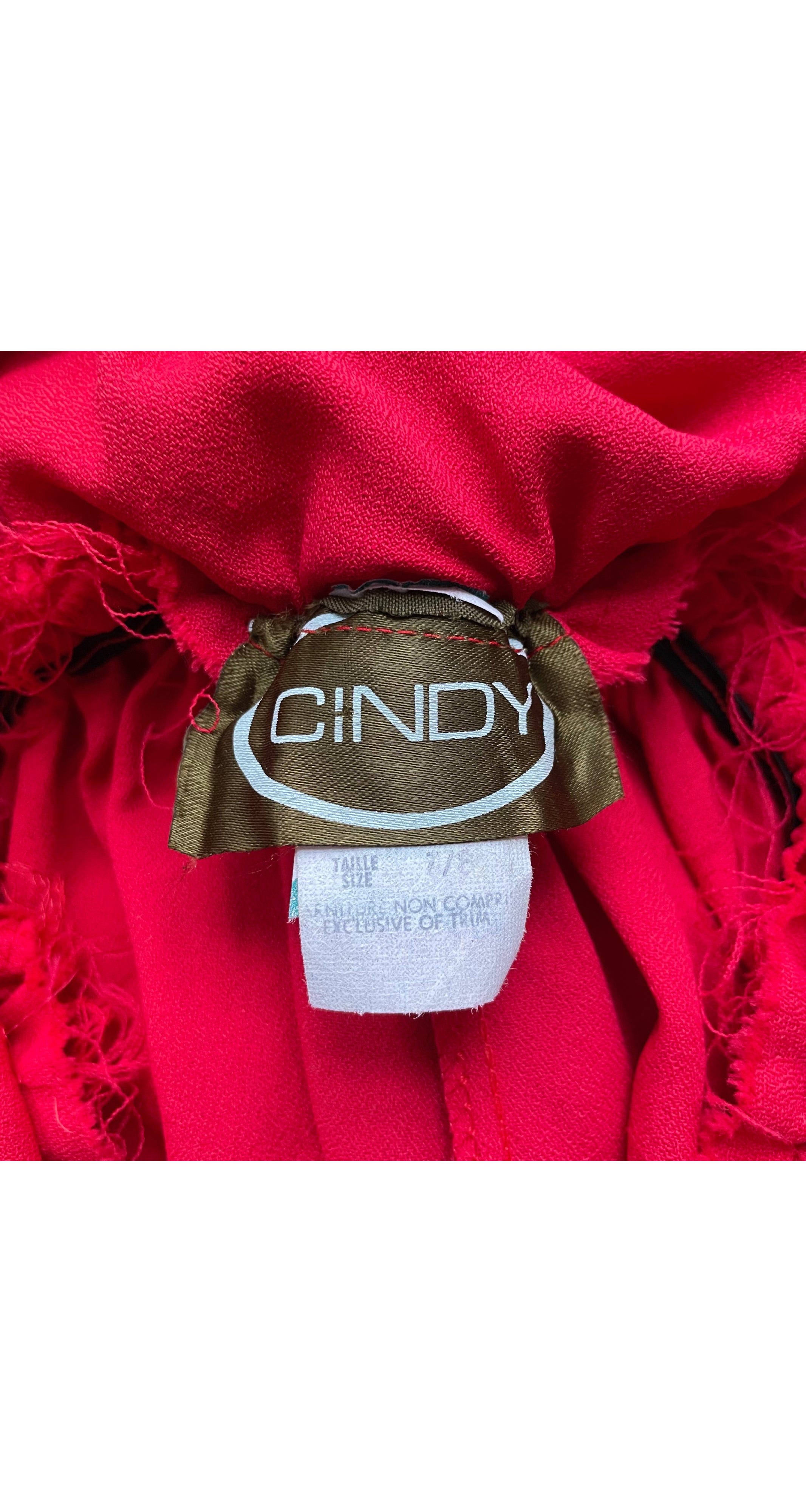 1970s Red Crepe Ruffle Collar Harem Jumpsuit