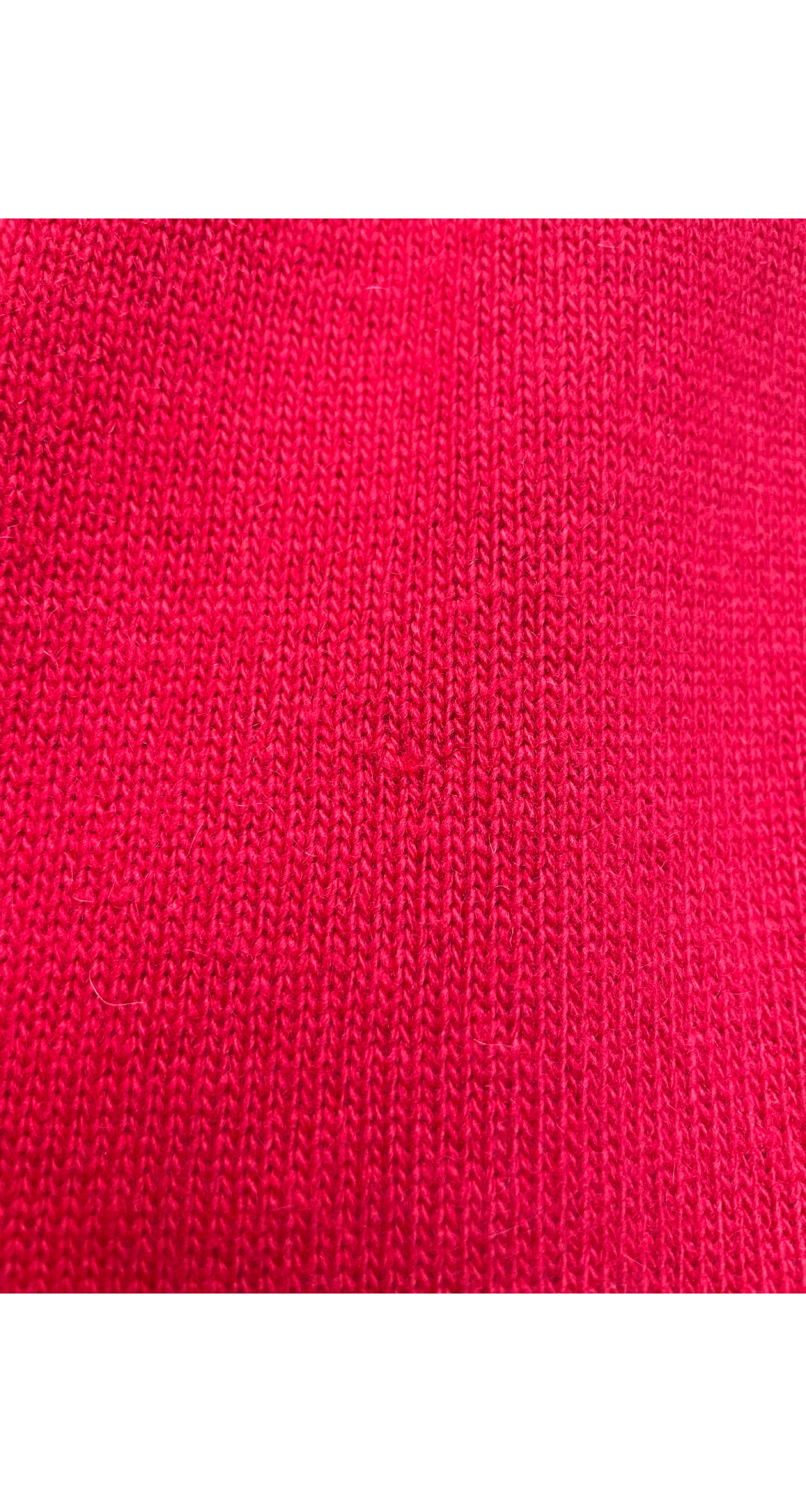 1980s Red Cashmere Knit High-Waisted Pencil Skirt