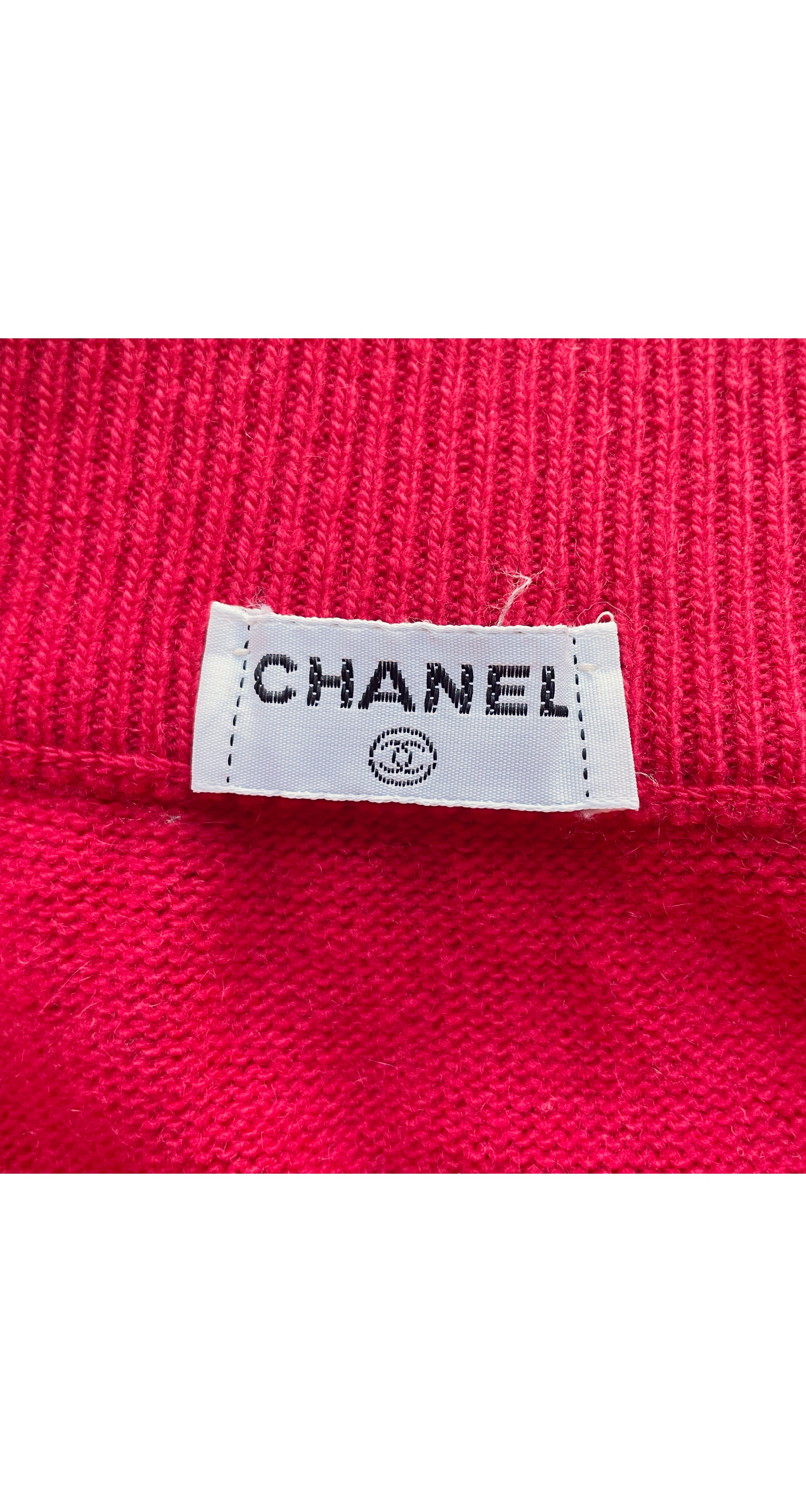 1980s Red Cashmere Knit High-Waisted Pencil Skirt