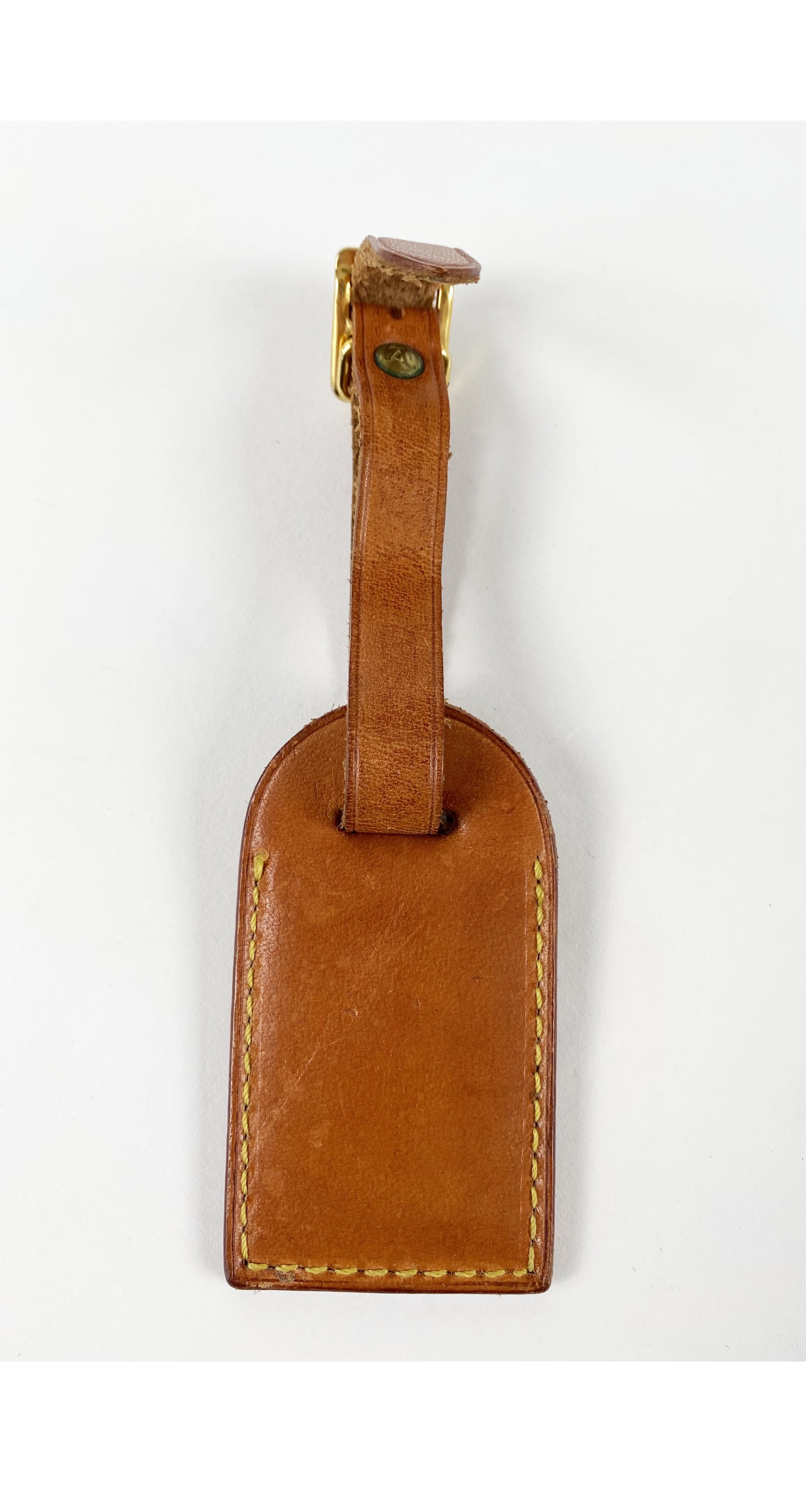 1980s Brown Leather Luggage Tag