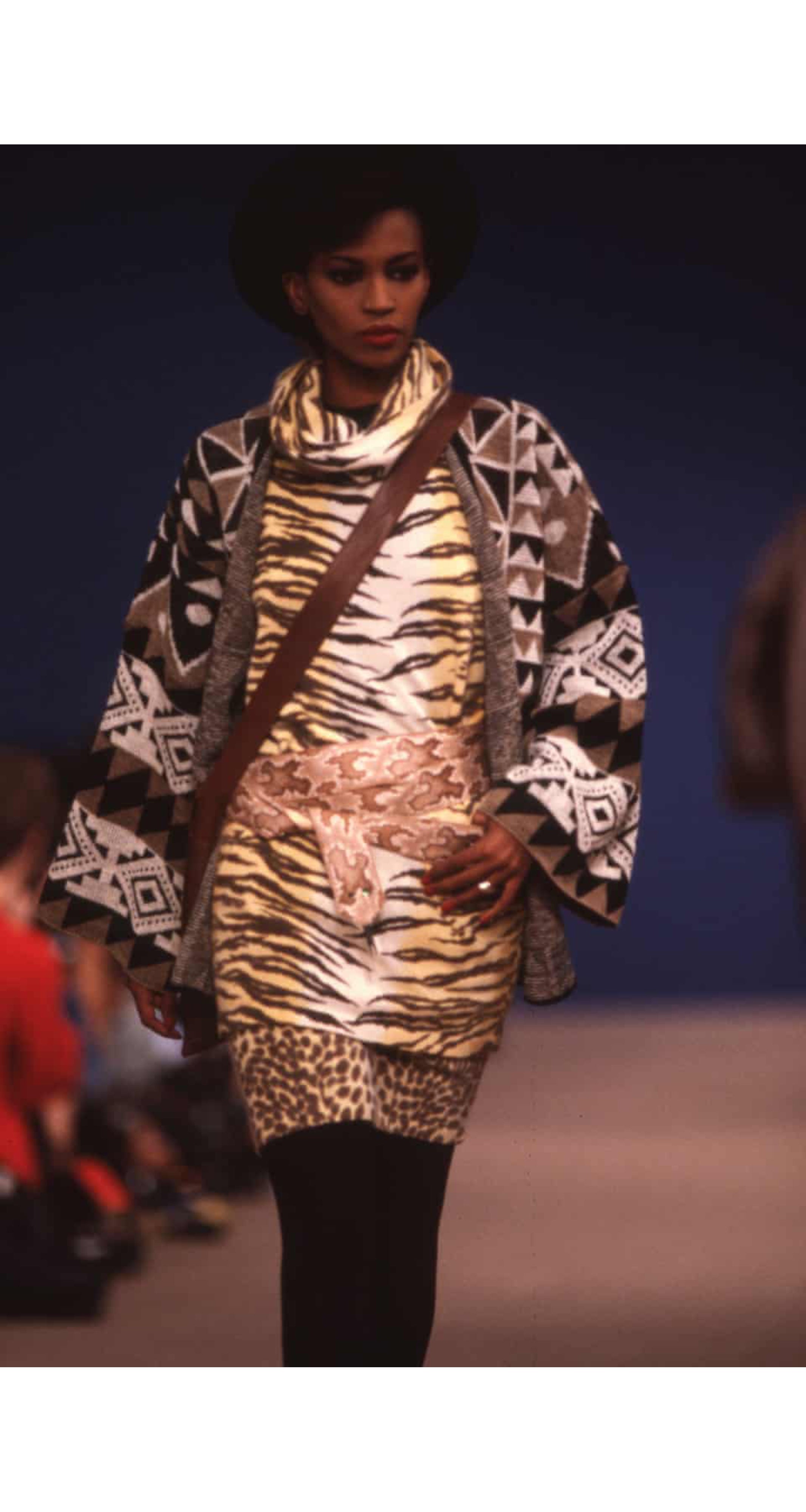 1983-84 F/W Runway 110" Cotton and Leather Python Print Figural Belt