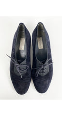 1980s Men's Black Suede Lace-Up Shoes