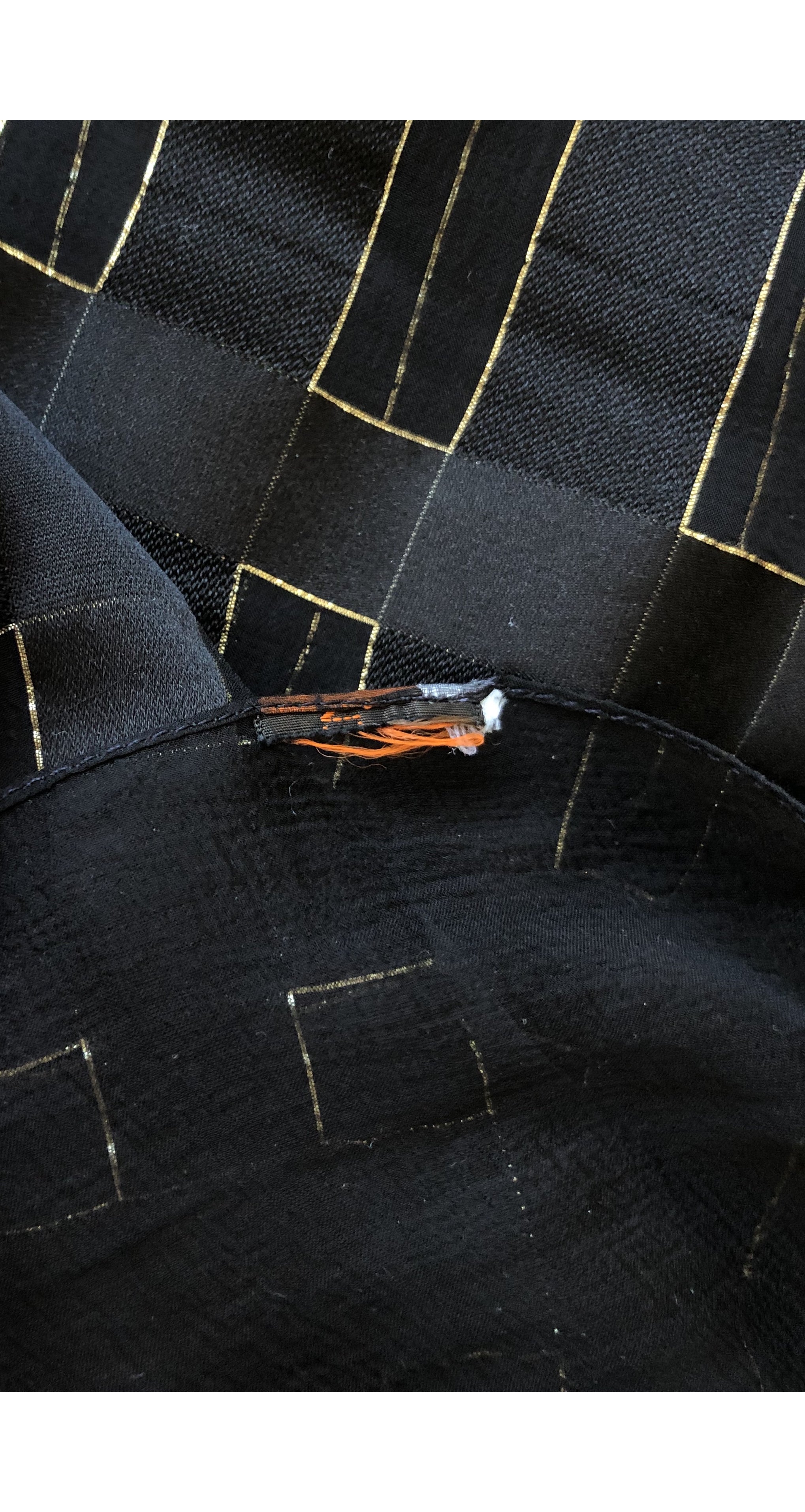 1970s Gold Lurex Black Silk Chiffon Shawl