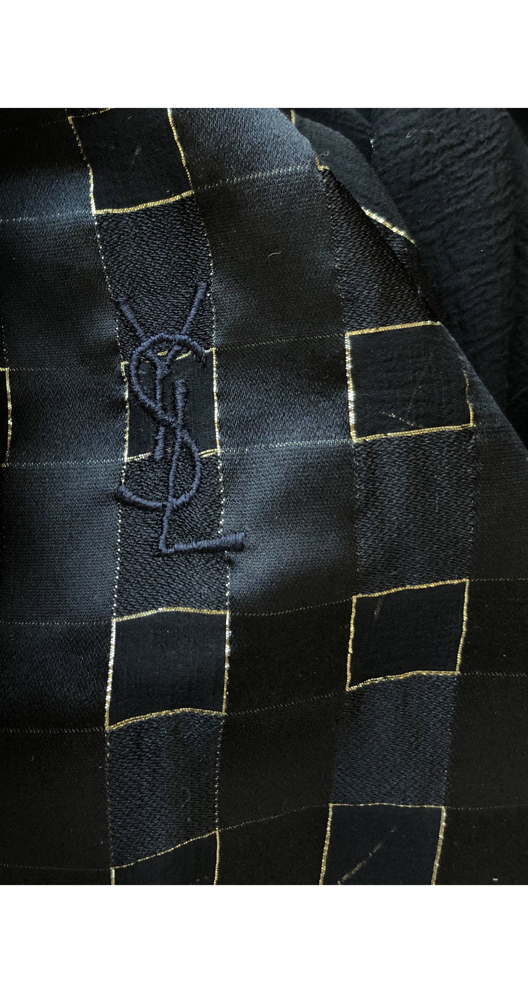 1970s Gold Lurex Black Silk Chiffon Shawl