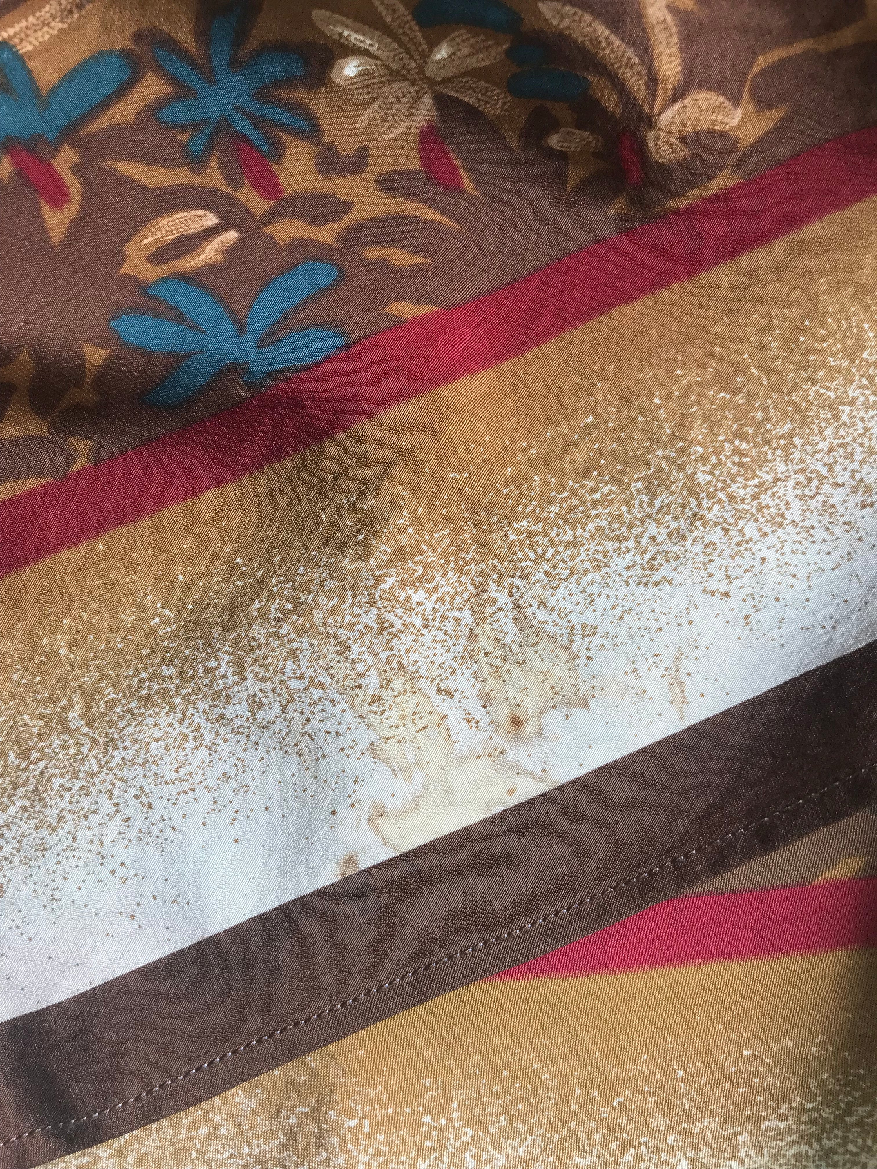 1980s "Metropolis" Futuristic Novelty Print Silk Midi Skirt