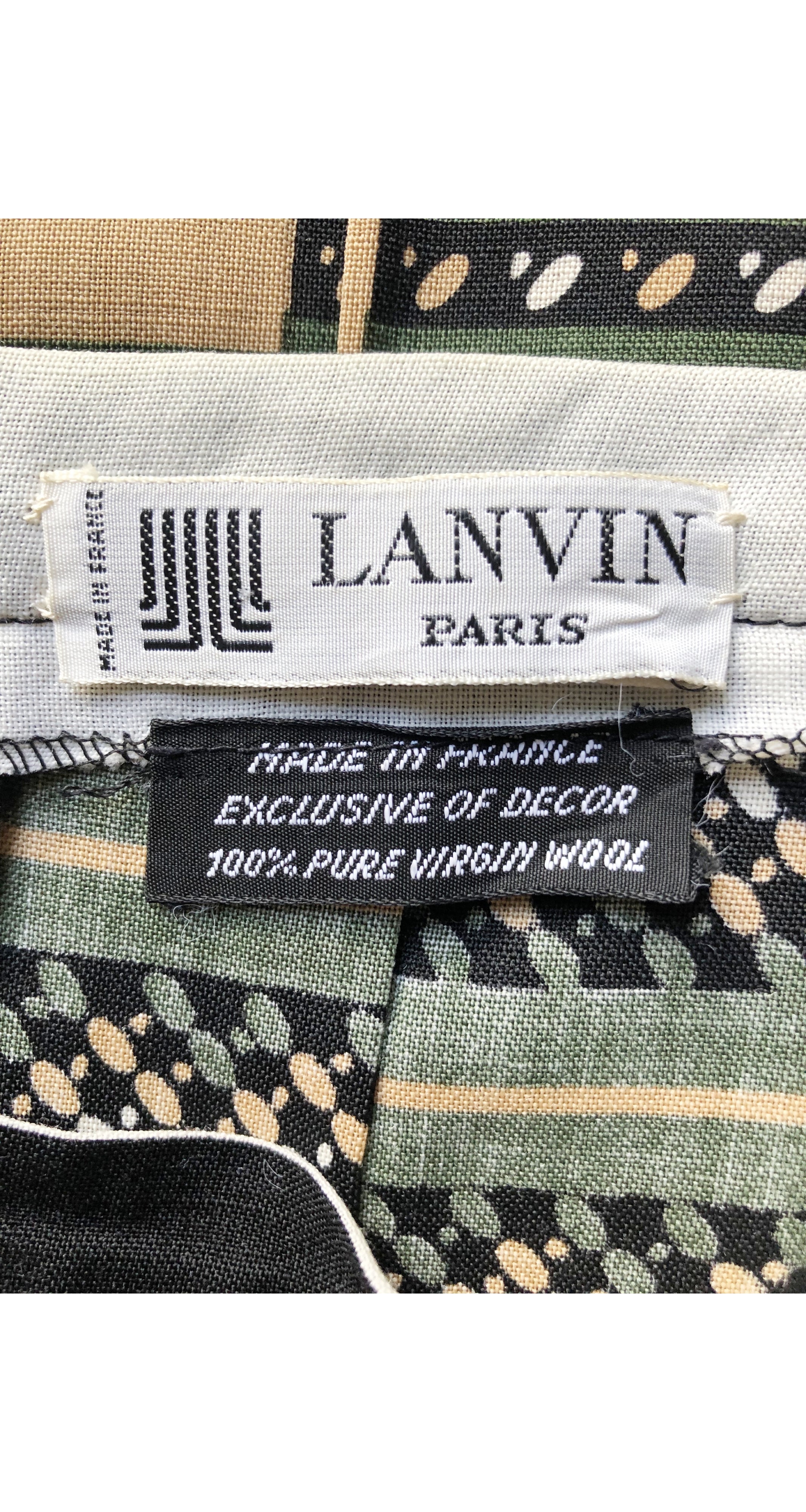 1970s Geometric Print Wool Challis Pleated Skirt