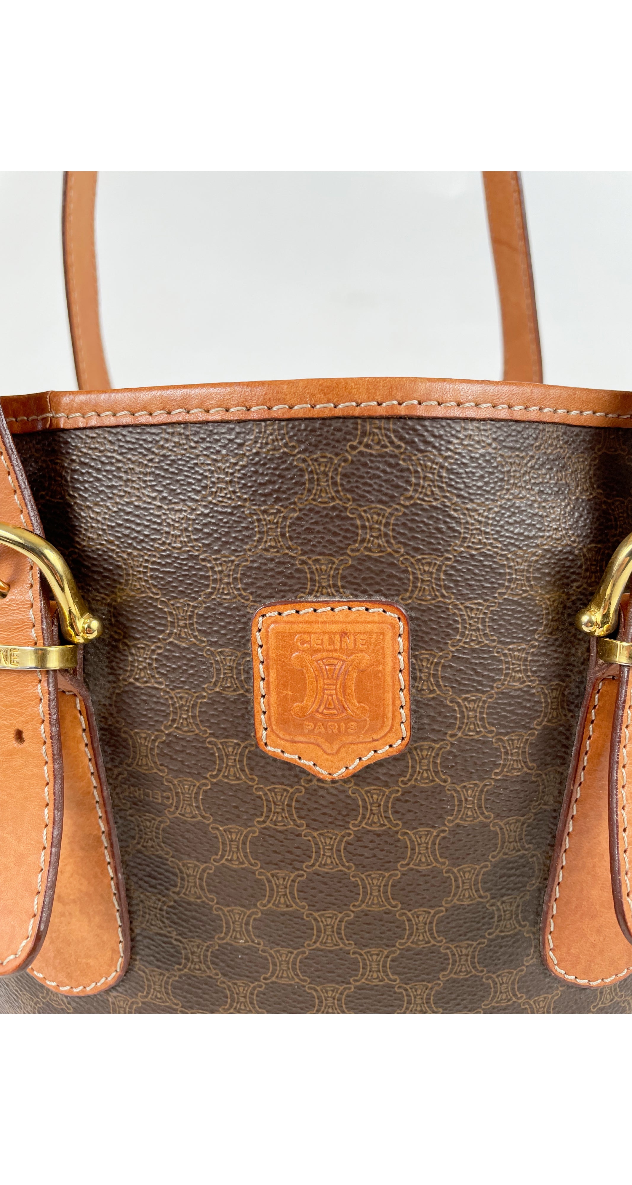 1990s Macadam Brown Leather Shoulder Tote Bag