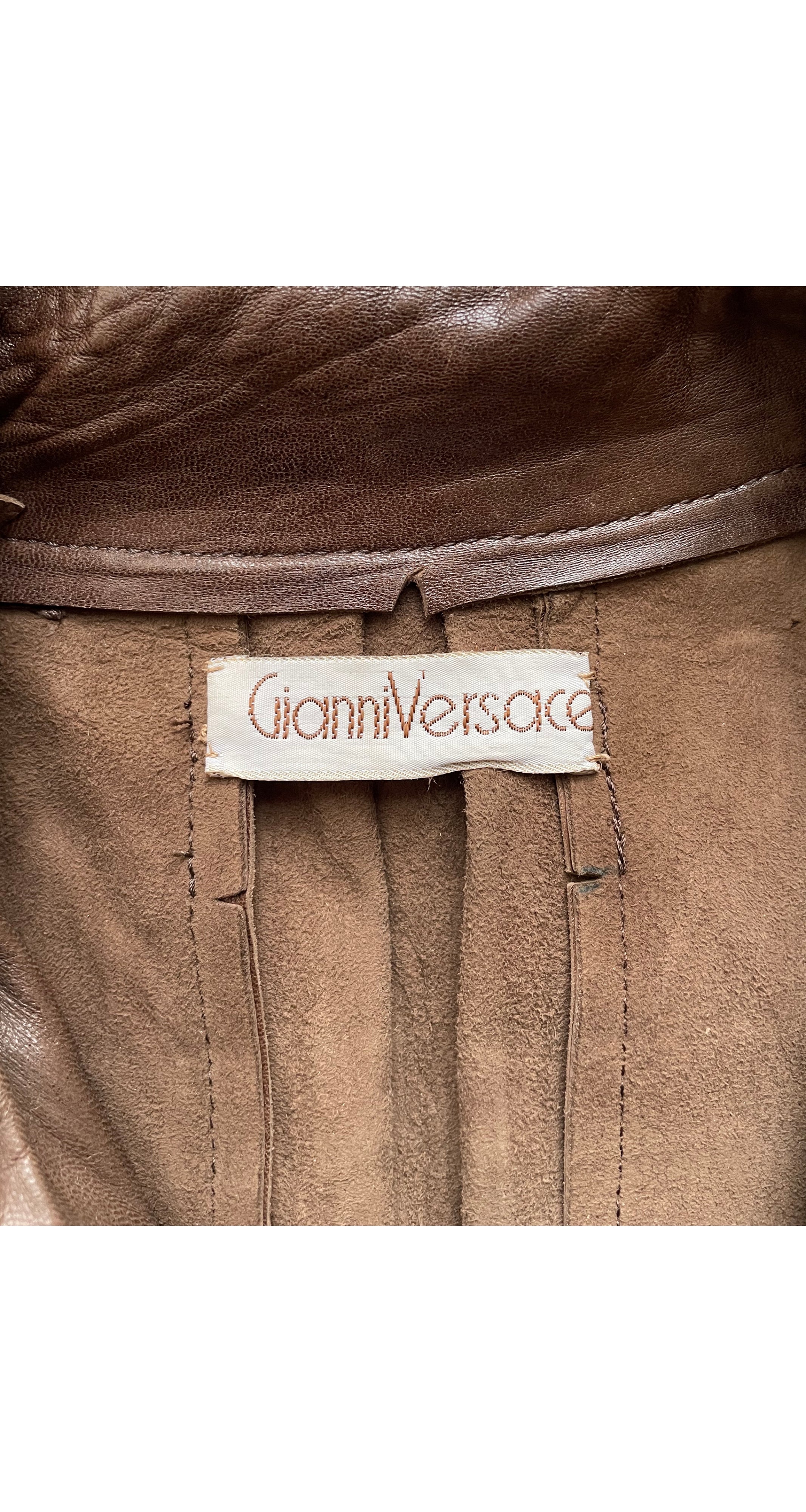 1978-79 F/W Brown Leather Pleated Trench Coat