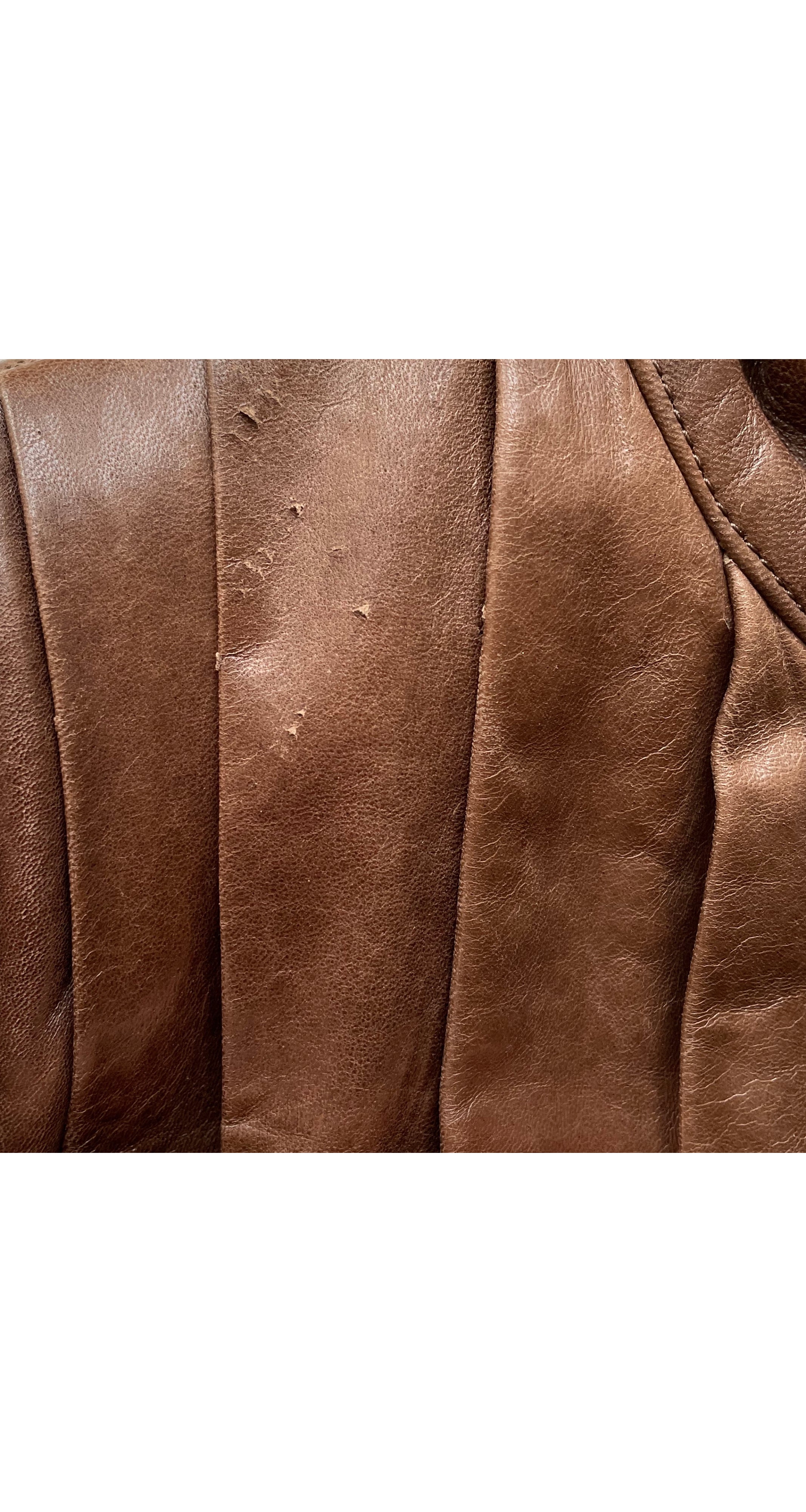 1978-79 F/W Brown Leather Pleated Trench Coat