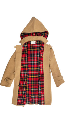 1970s Kids' Beige Wool Hooded Duffle Coat