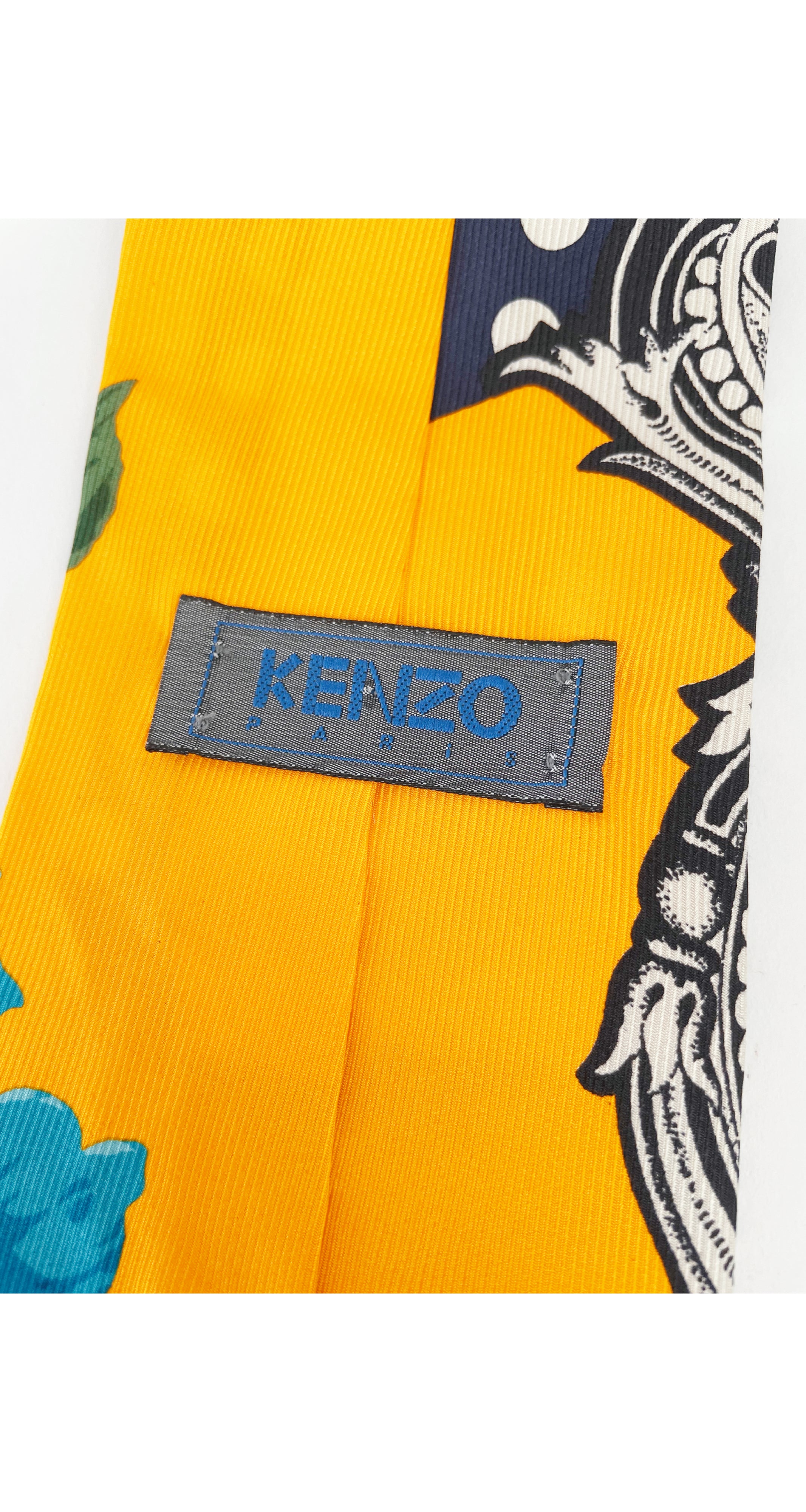 1990s Blue Rose Polka Dot Silk Necktie