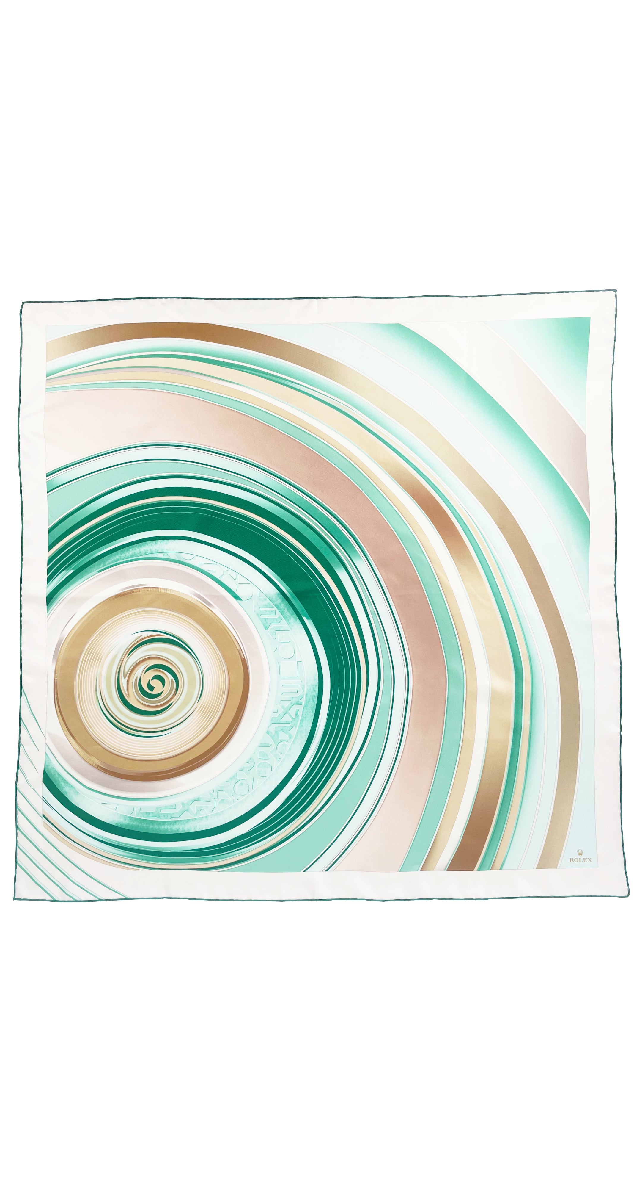 Green Swirl Print Silk Twill Scarf