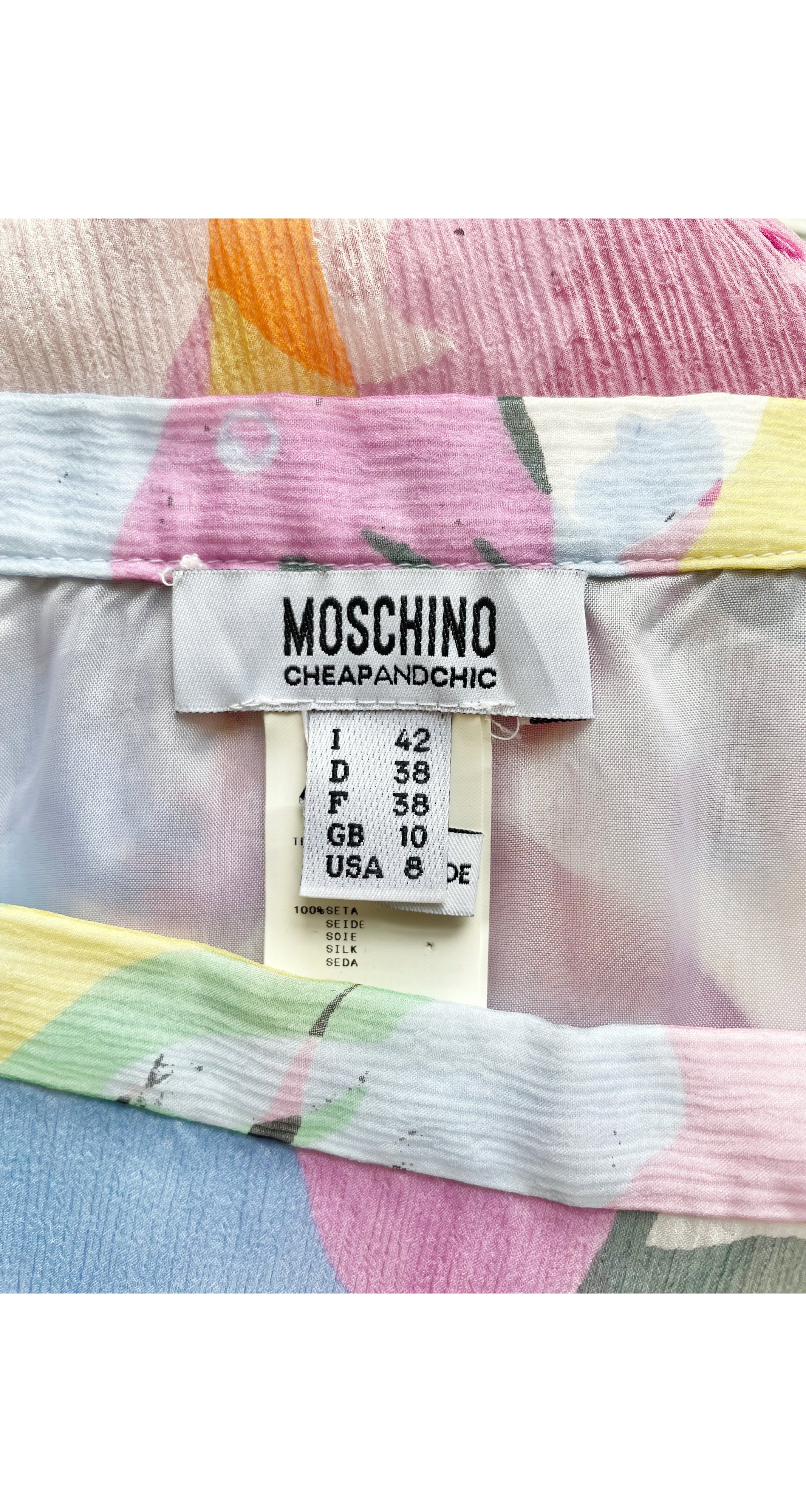 2000s Fish Print Silk Chiffon Handkerchief Hem Skirt