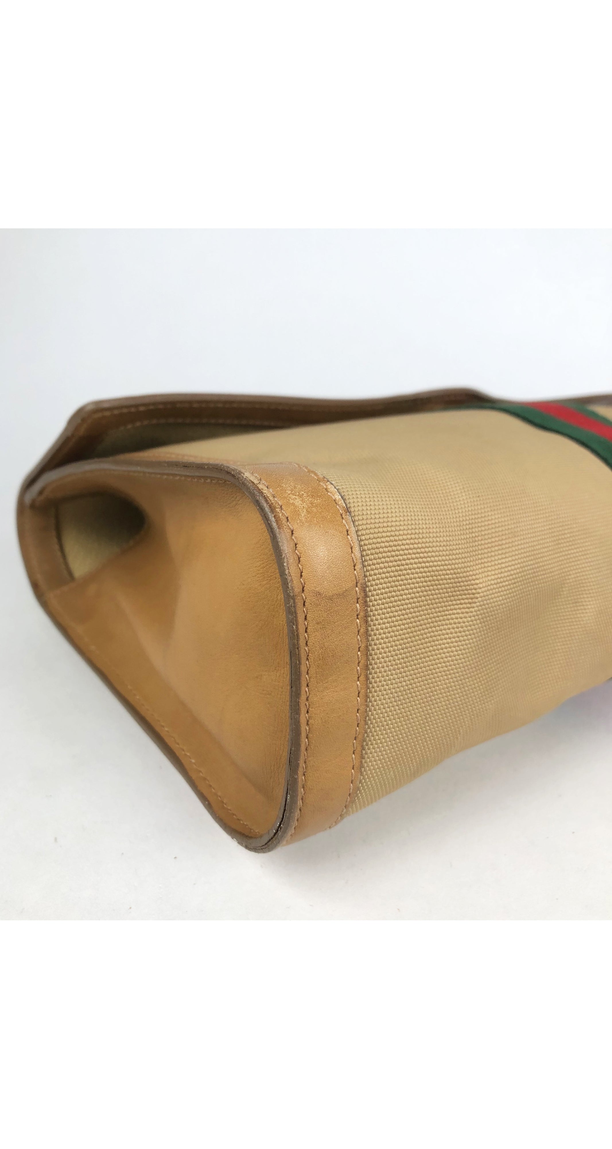 1980s Red & Green Stripe Canvas Clutch