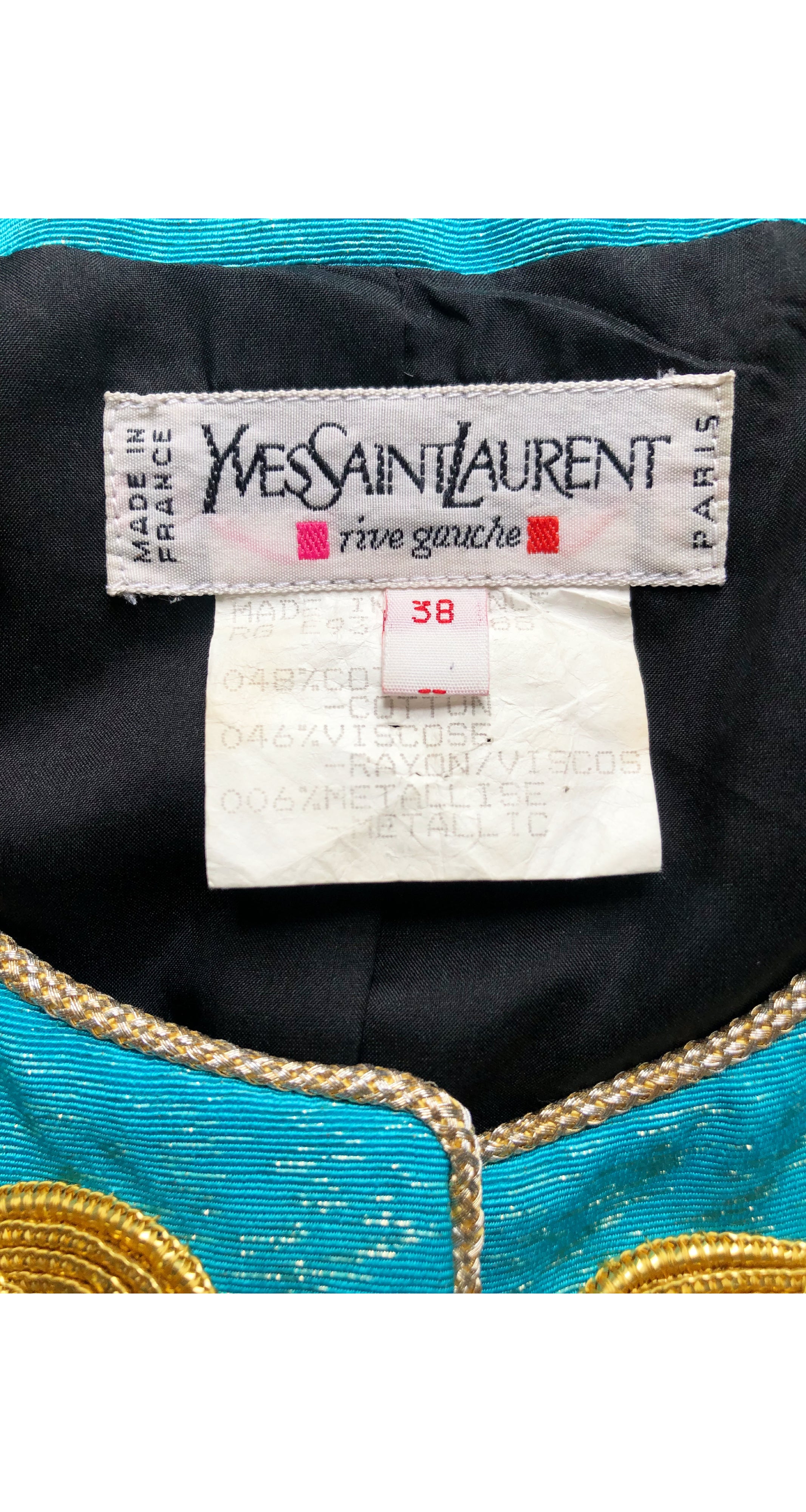 1993 S/S Runway Gold Tassel Turquoise Jacket