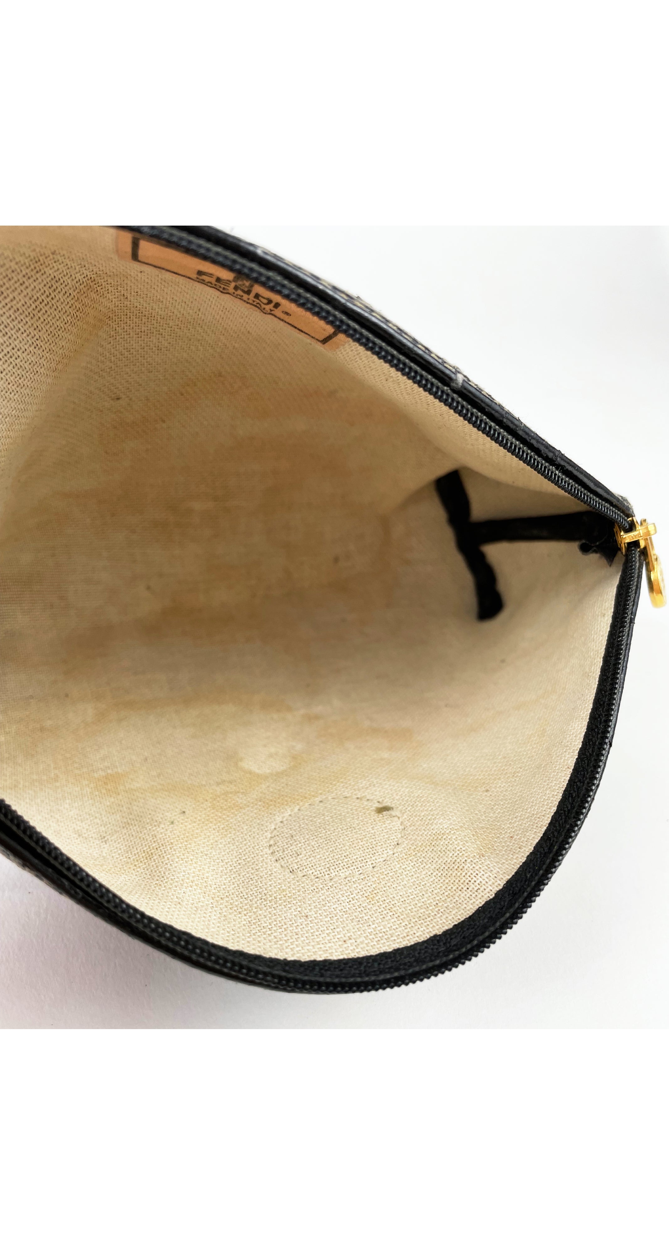 1980s Pequin Striped Brown Cosmetic Bag