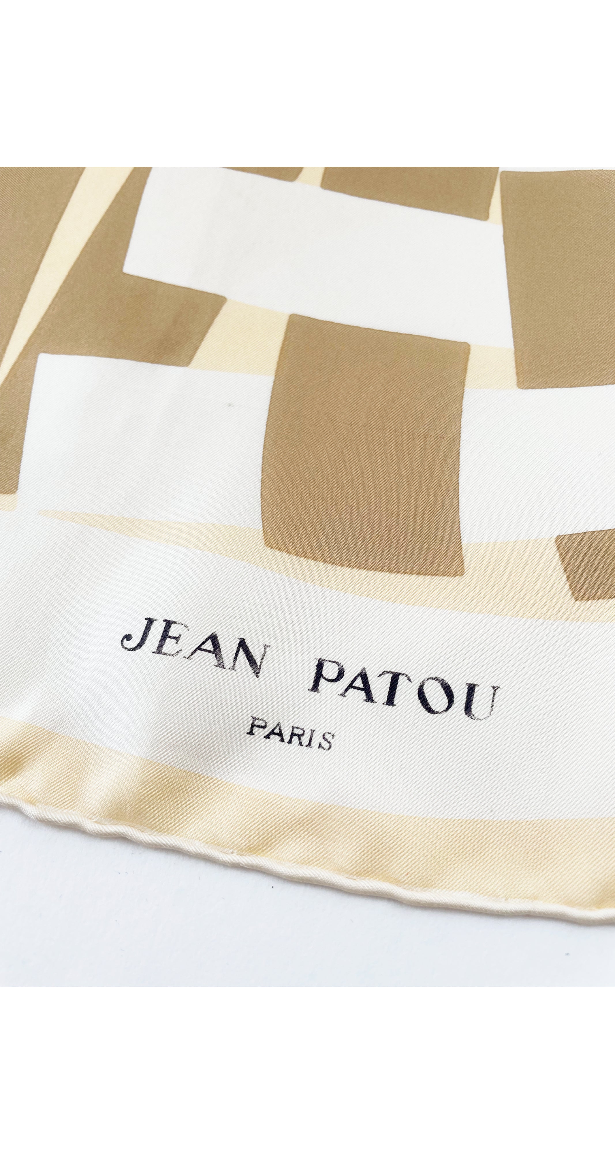 1960s Cross Hatch Print Yellow Silk Twill Scarf