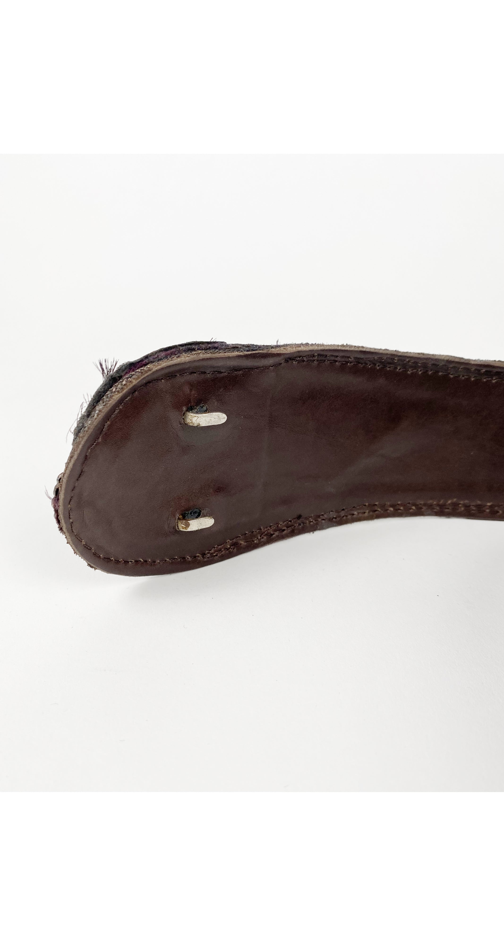 1981 Documented Hummingbird Feather Floral Velvet Belt