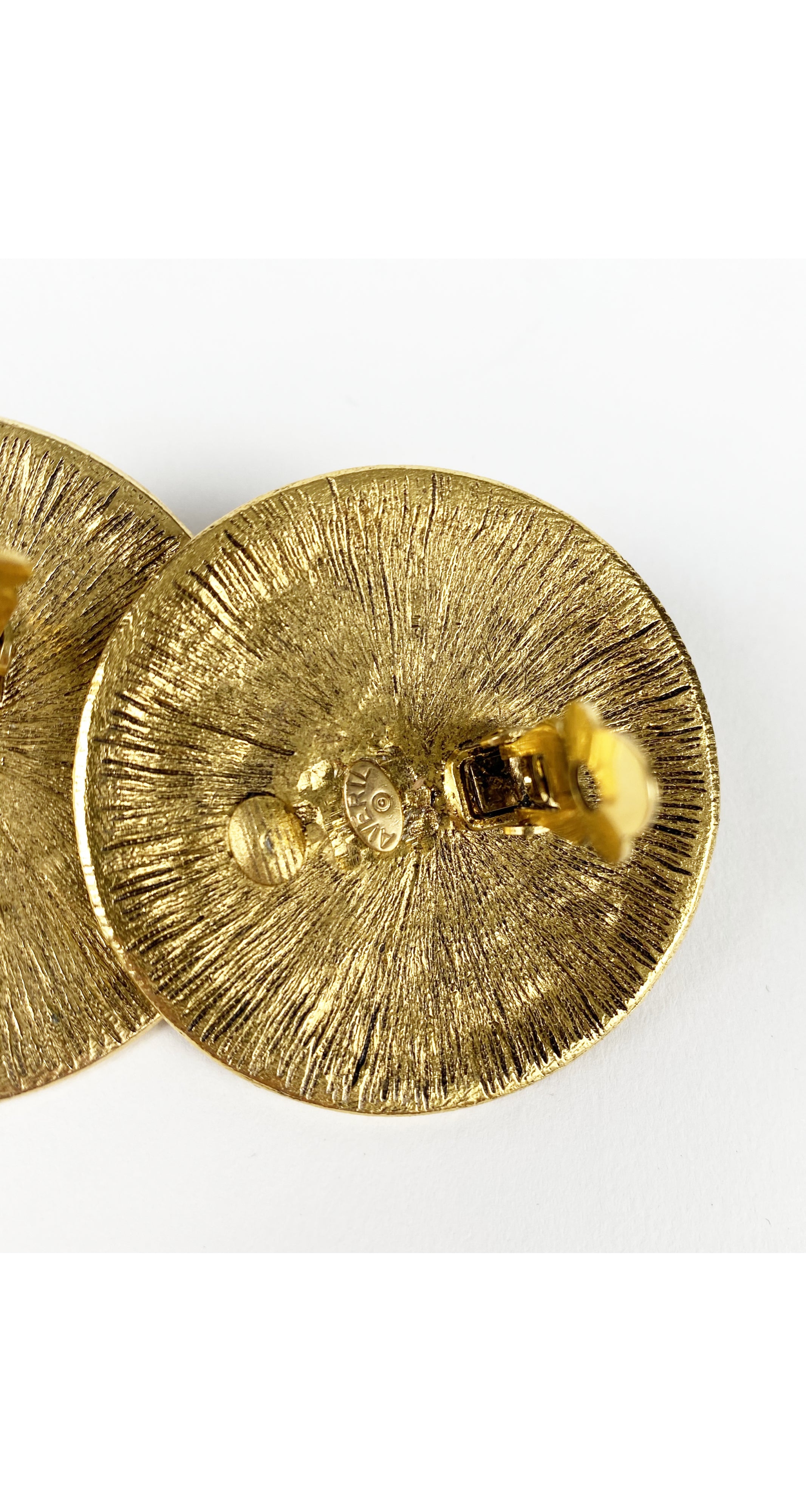 1980s Lion Head Medallion Gold-Tone Clip-On Earrings