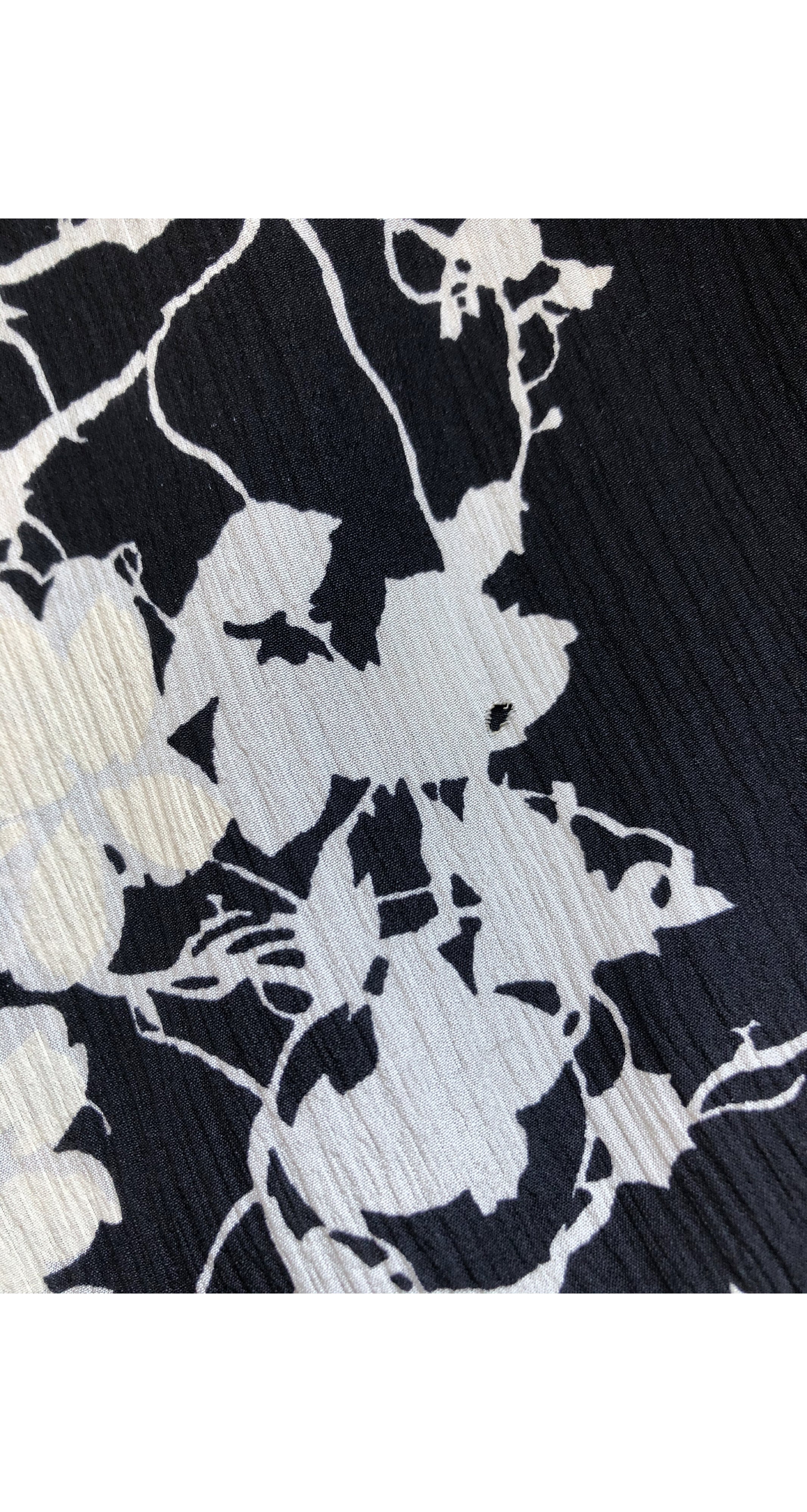 1930s French Black & Cream Floral Silk Crepe Gown