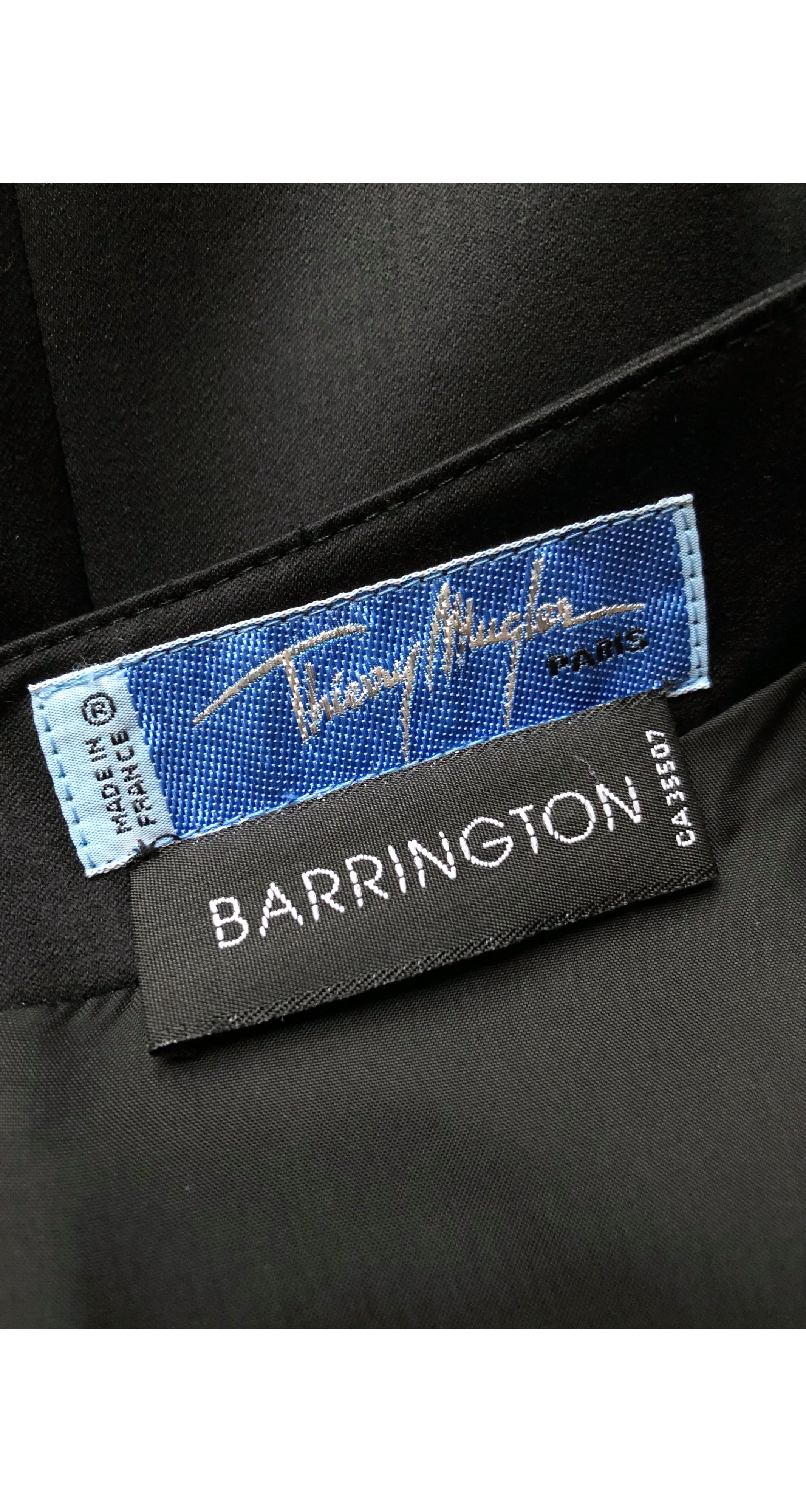 1990s Black Wool Pointed Neckline Dress