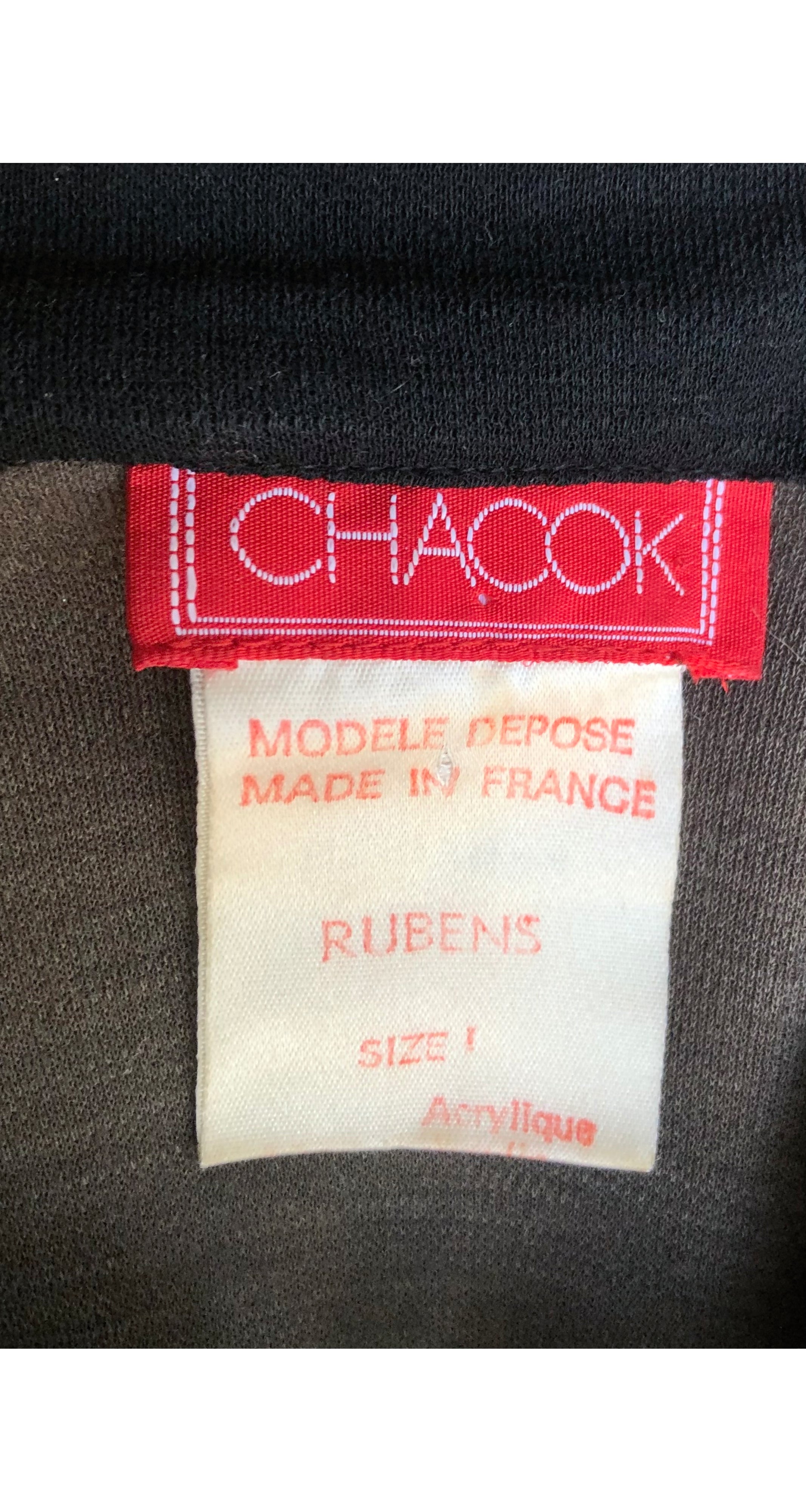 1980s Brown & Black Jersey Dolman Sleeve Blouse