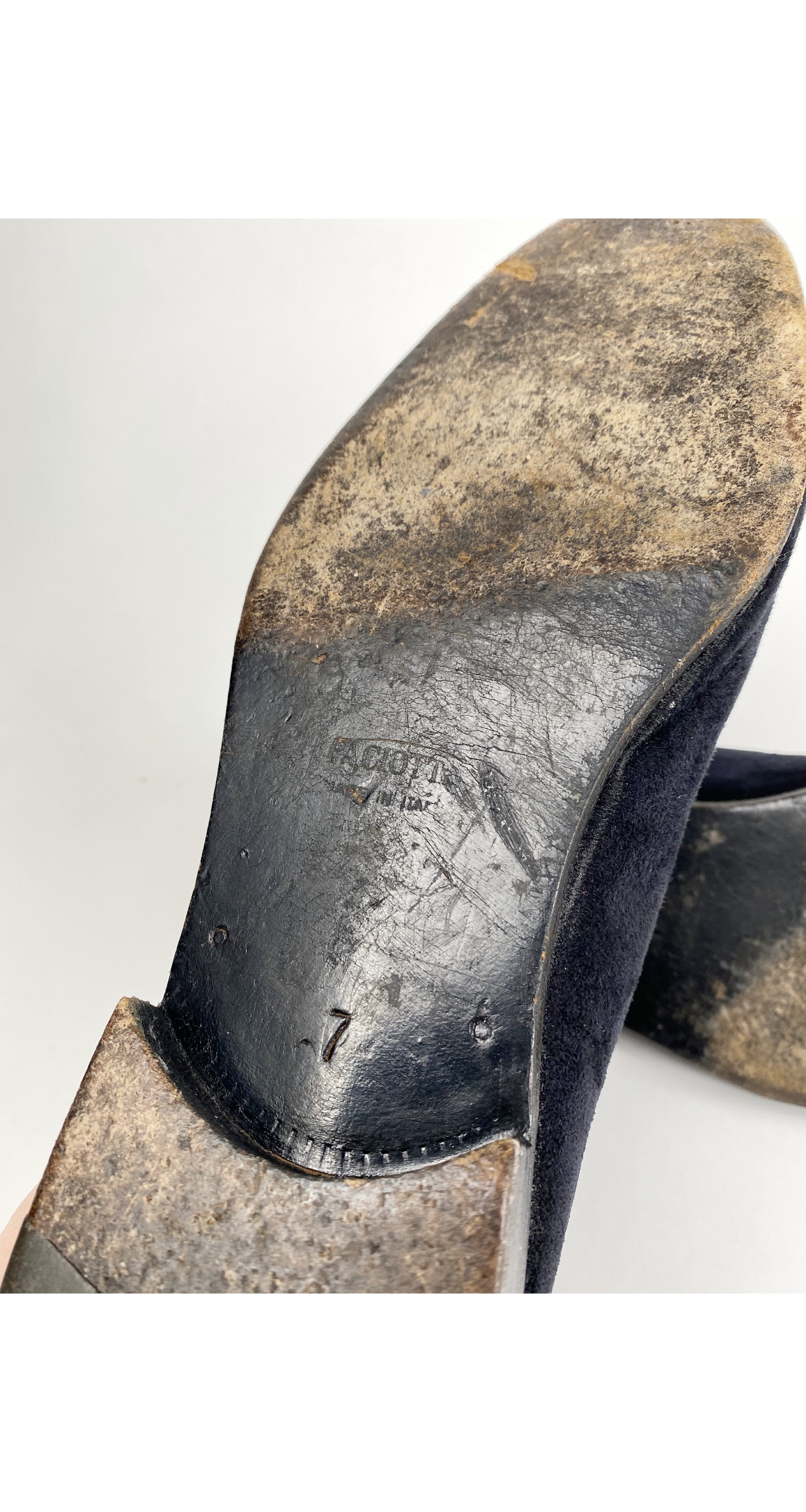 1980s Men's Black Suede Lace-Up Shoes