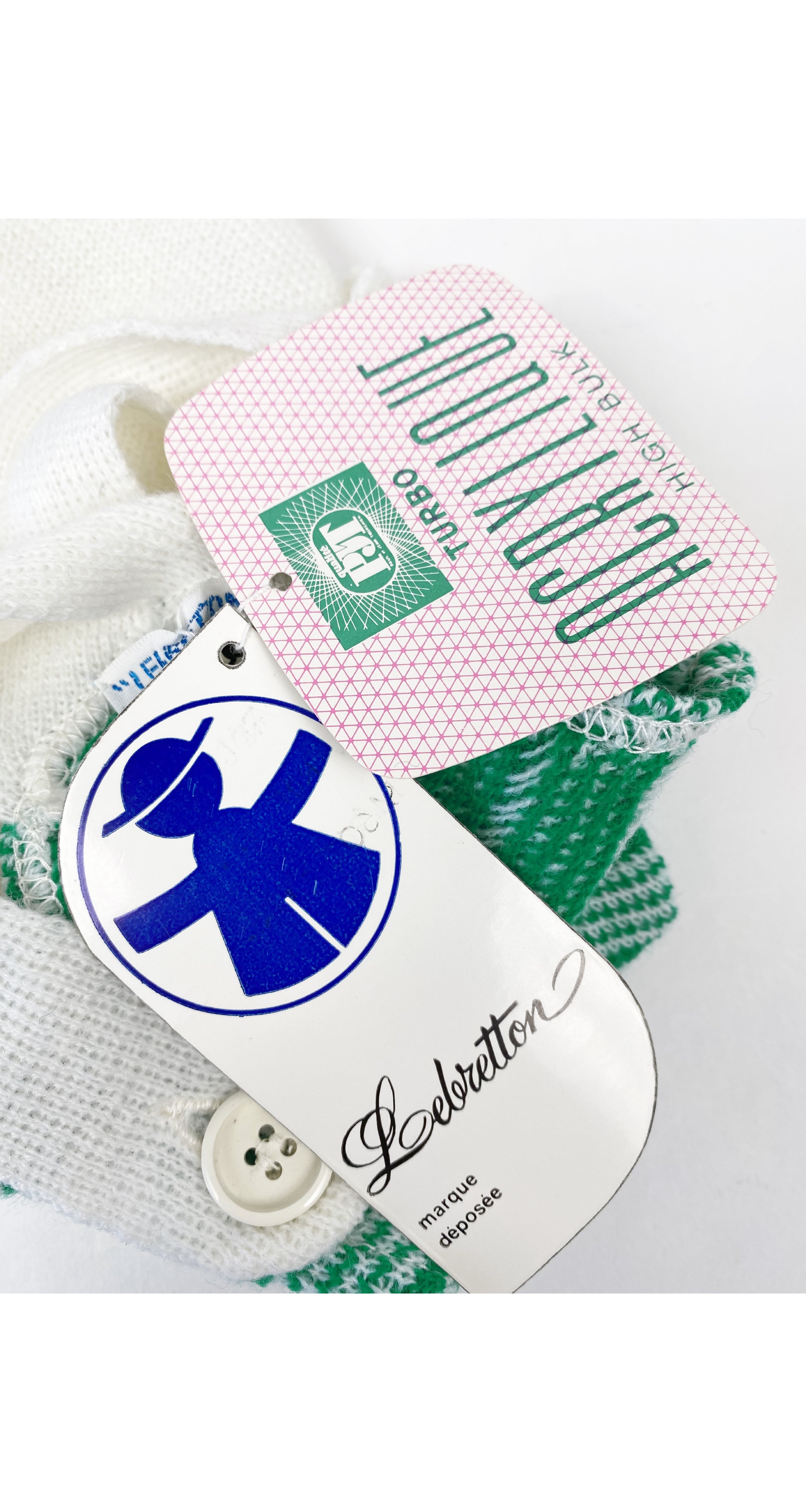 1970s NOS Girl's Green & White Knit Dress 3M