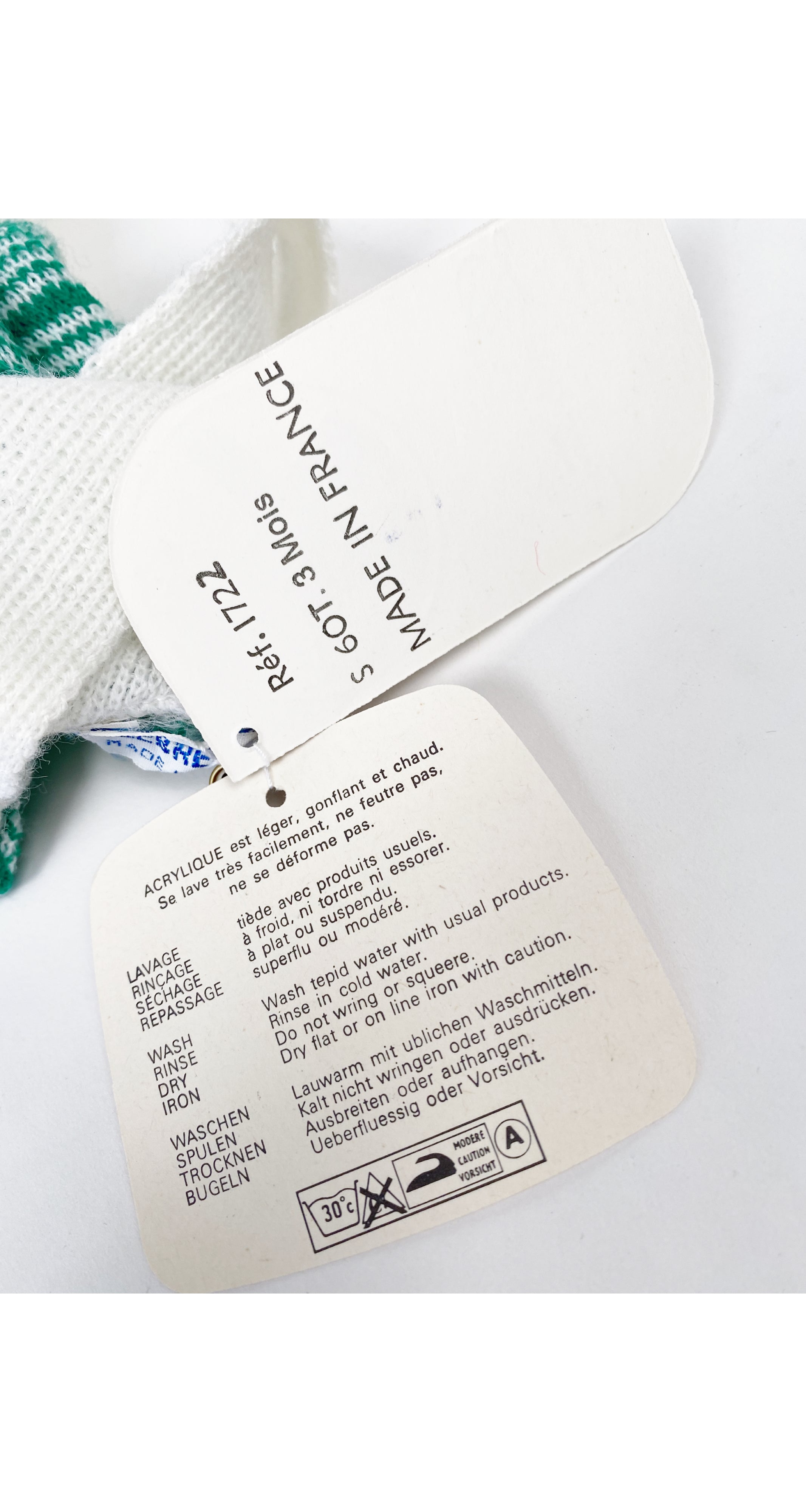 1970s NOS Girl's Green & White Knit Dress 3M