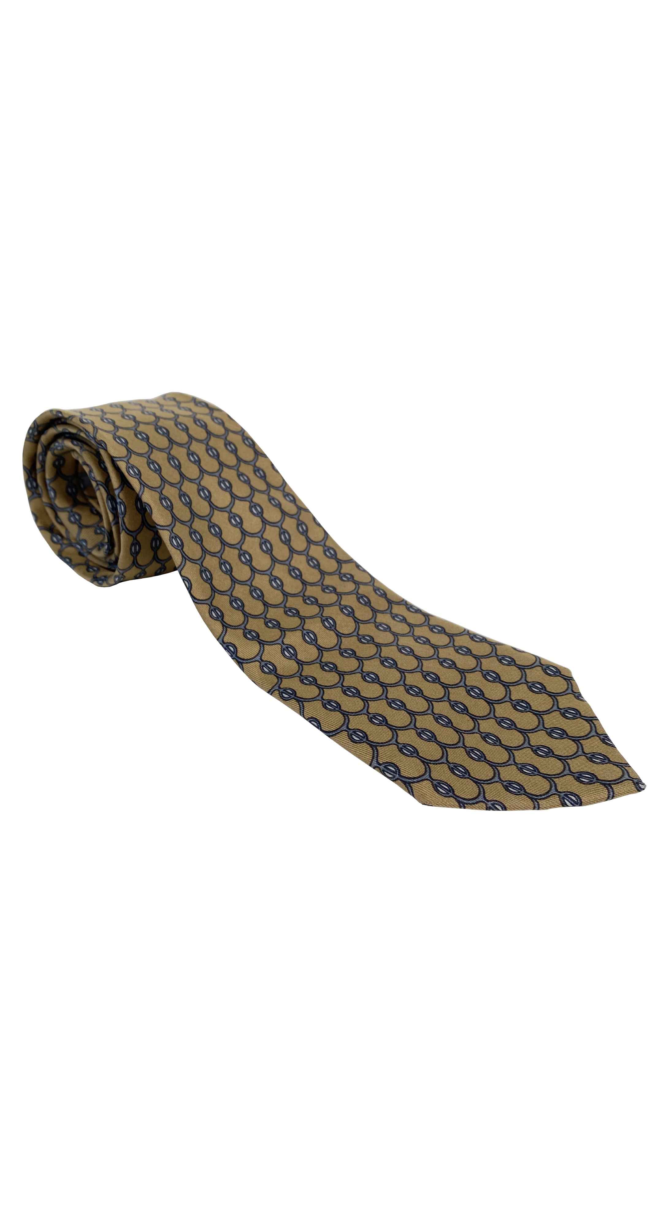 867 PA Tan & Slate Blue Geometric Silk Men's Tie