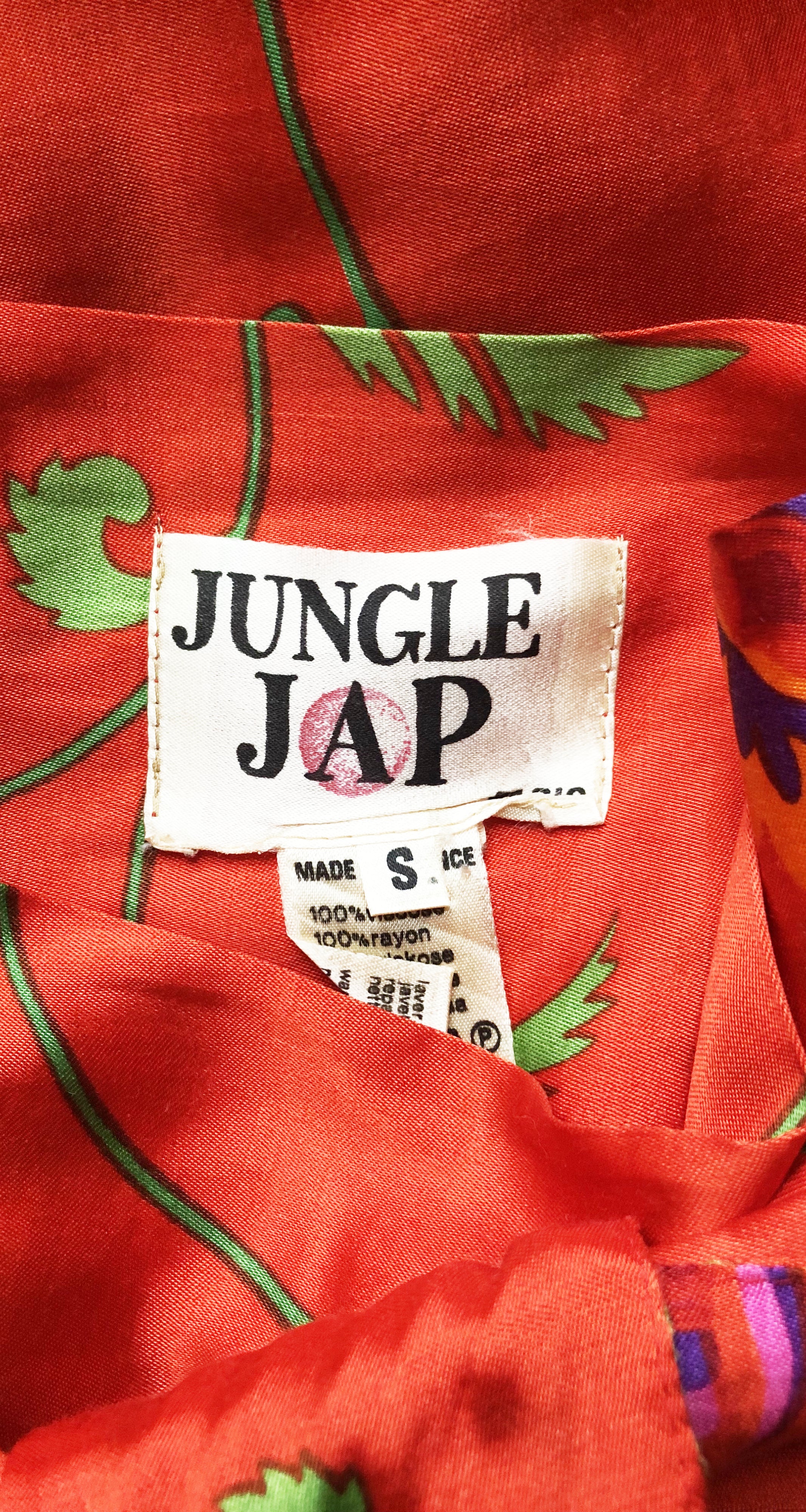 1978 S/S Documented Floral Blood Orange Rayon Wrap Skirt