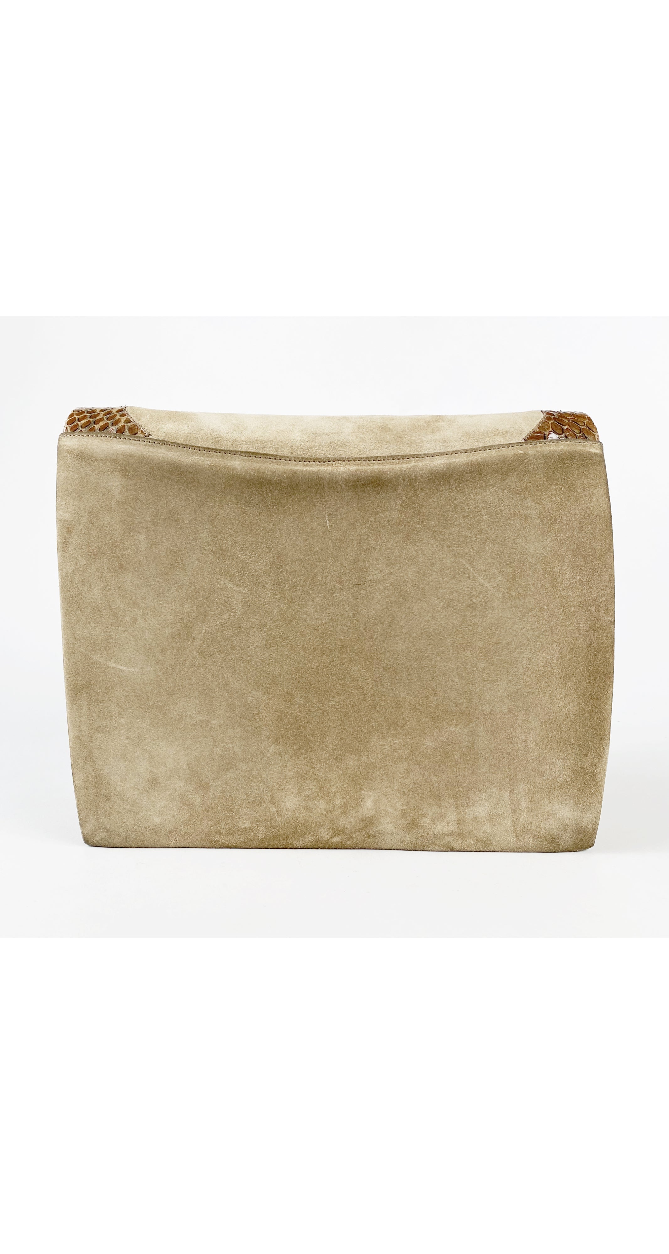 1980s Beige Snakeskin & Suede Convertible Bag