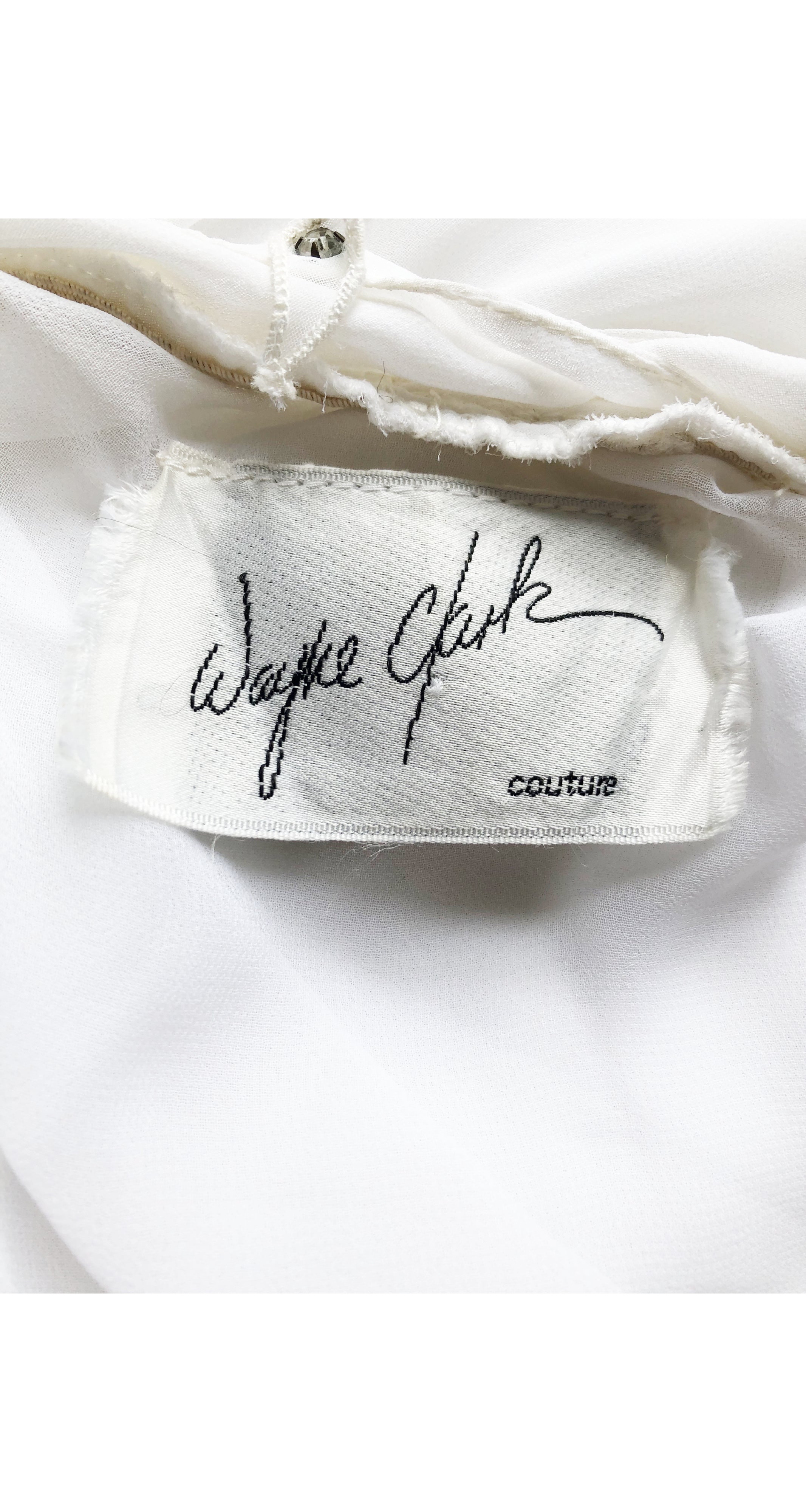 1970s Ethereal Rhinestone White Chiffon Disco Dress