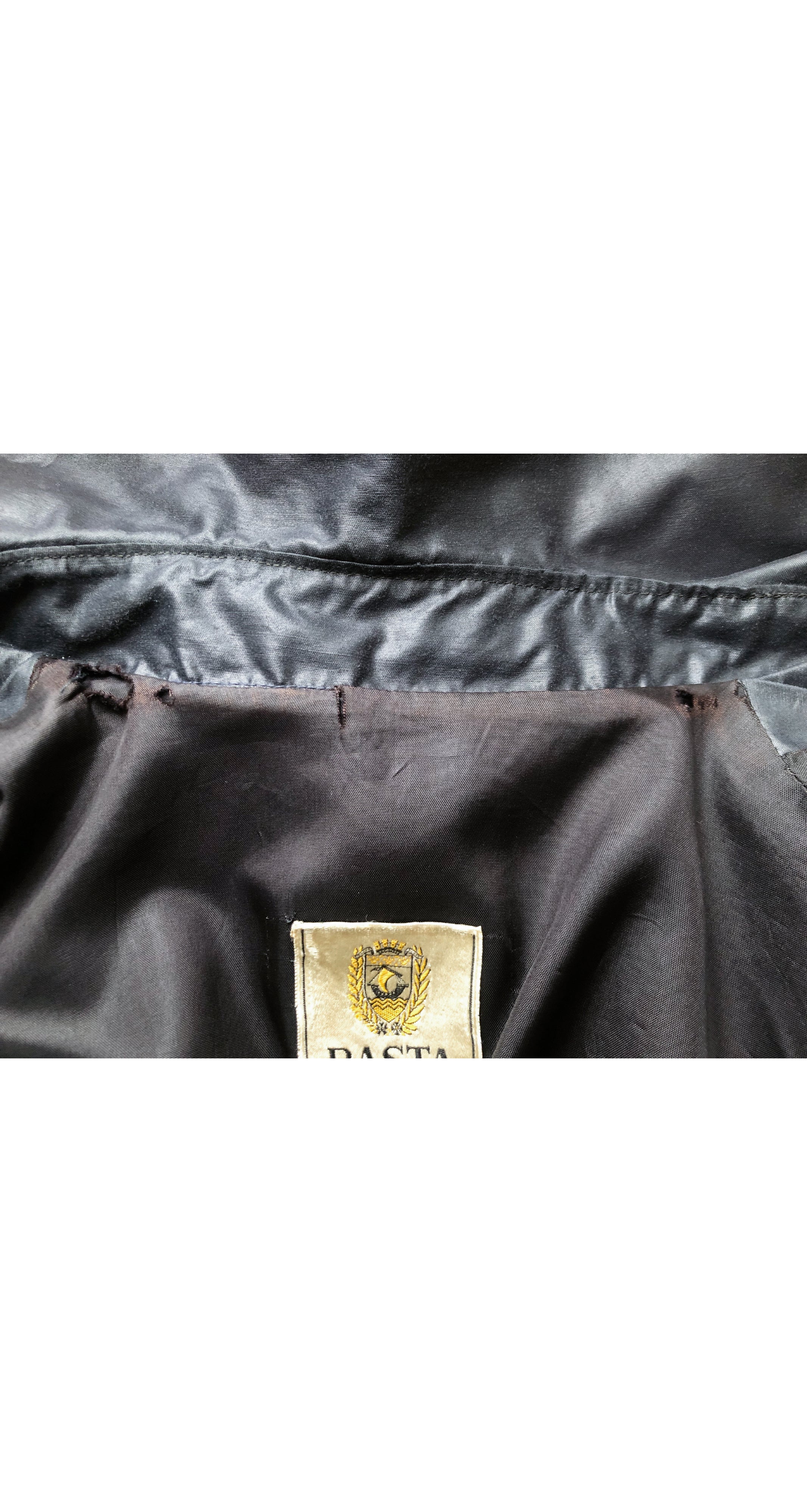 1970s Black Cotton Balloon Sleeve Trench Coat