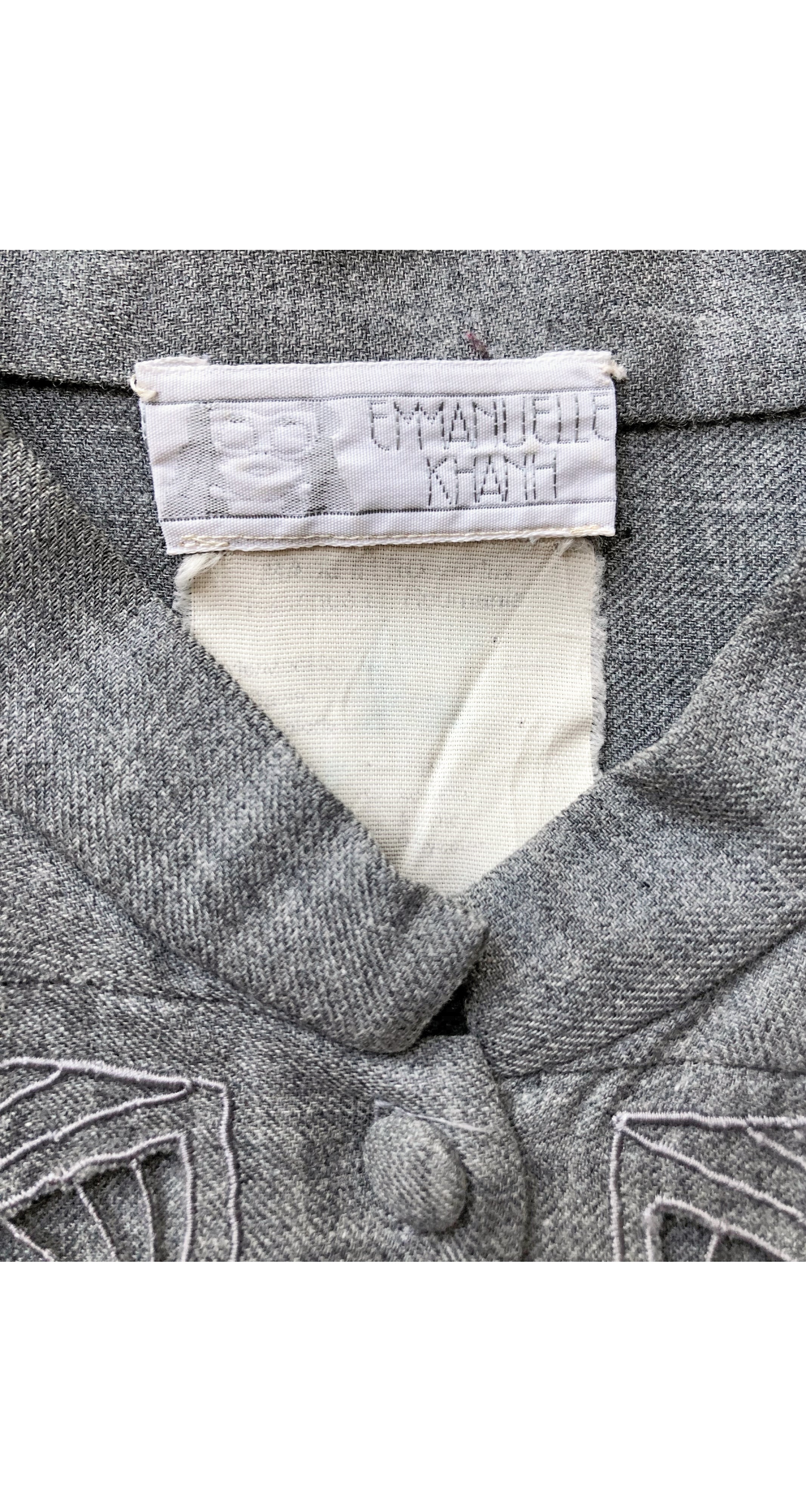 1970s Cut-Out Gray Wool Triangle Sleeve Blouse