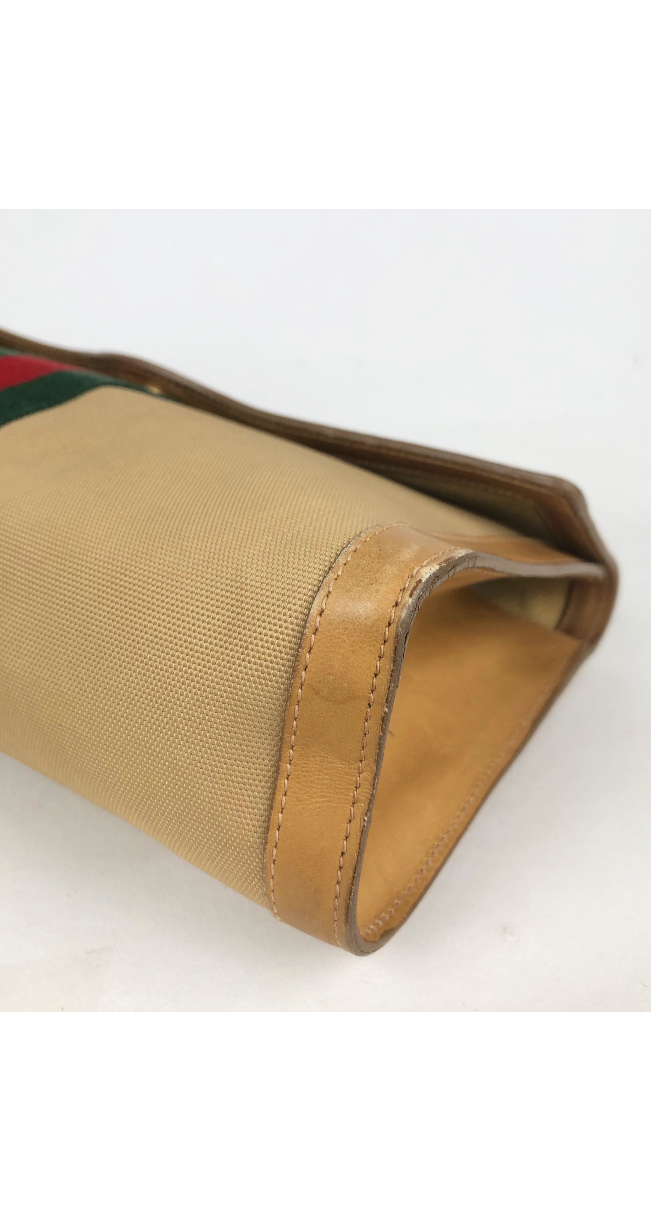 1980s Red & Green Stripe Canvas Clutch